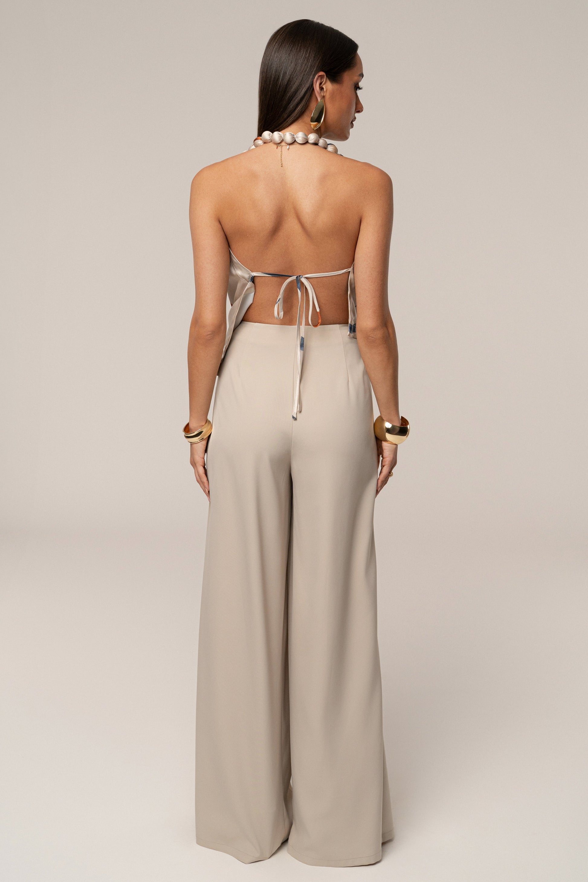 Ivory Tropic Dawn Satin Top JLUXLABEL