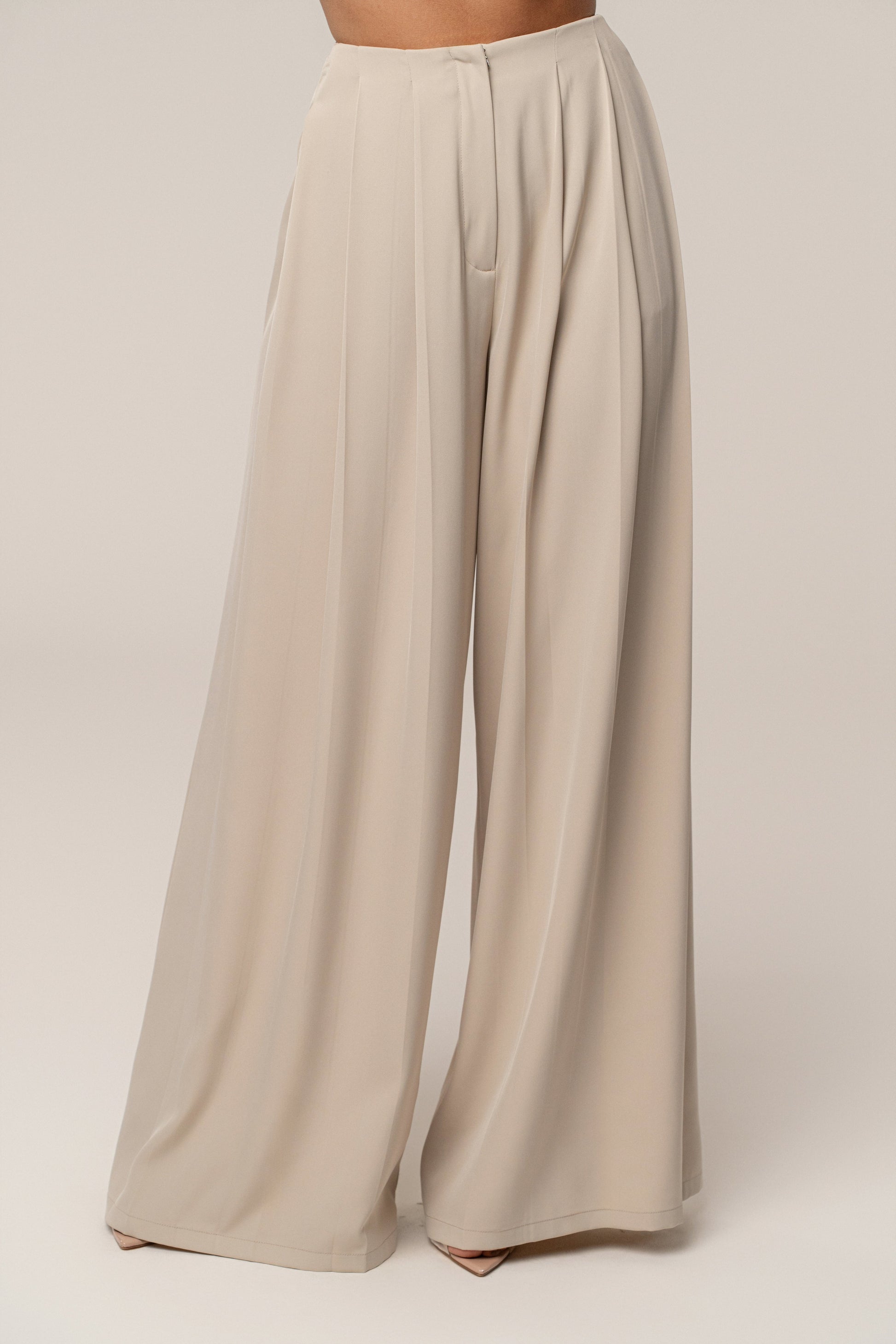 Beige Summer Ease Wide Leg Pants JLUXLABEL