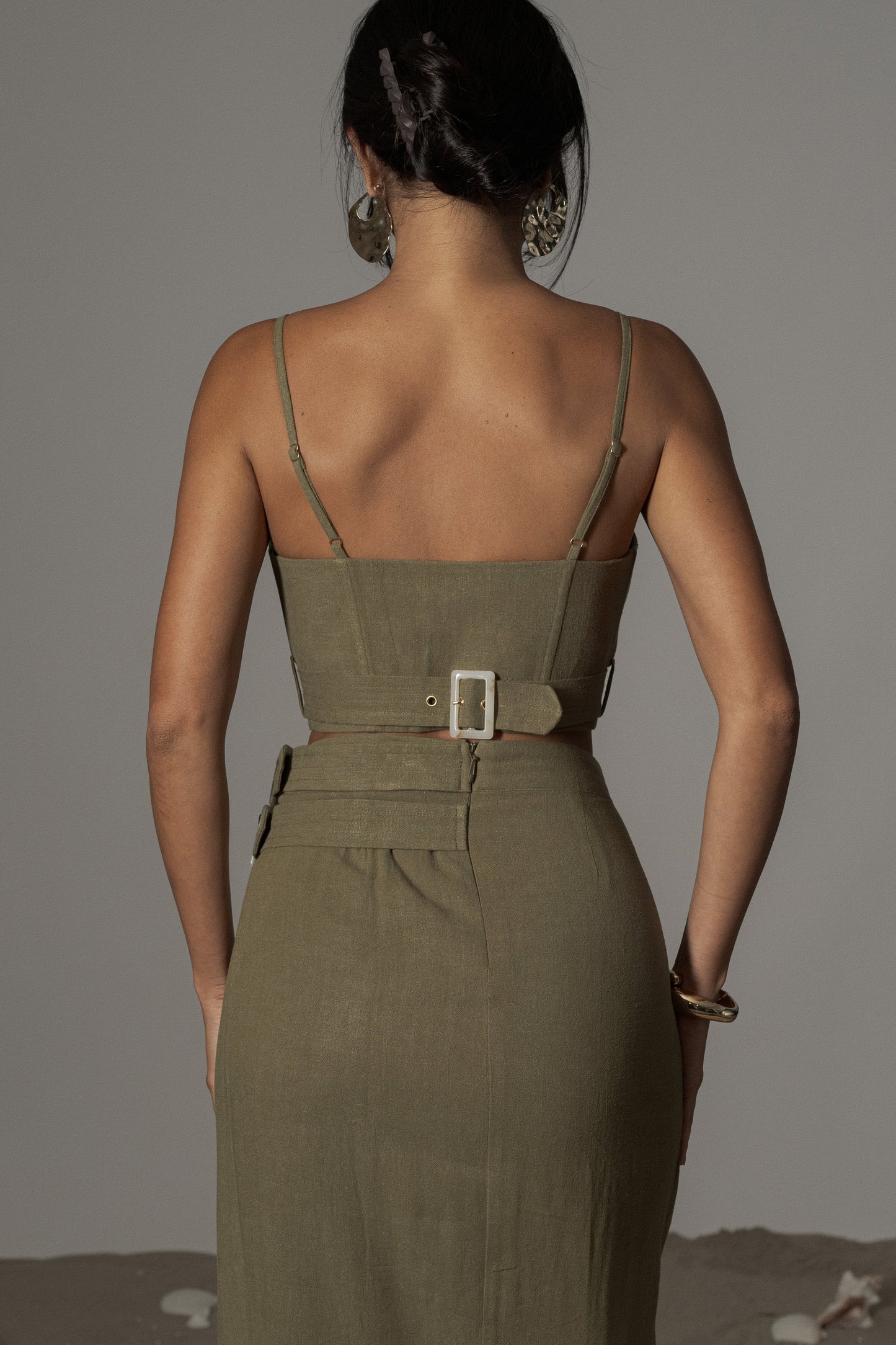 Olive Sunrise Linen Bustier JLUXLABEL