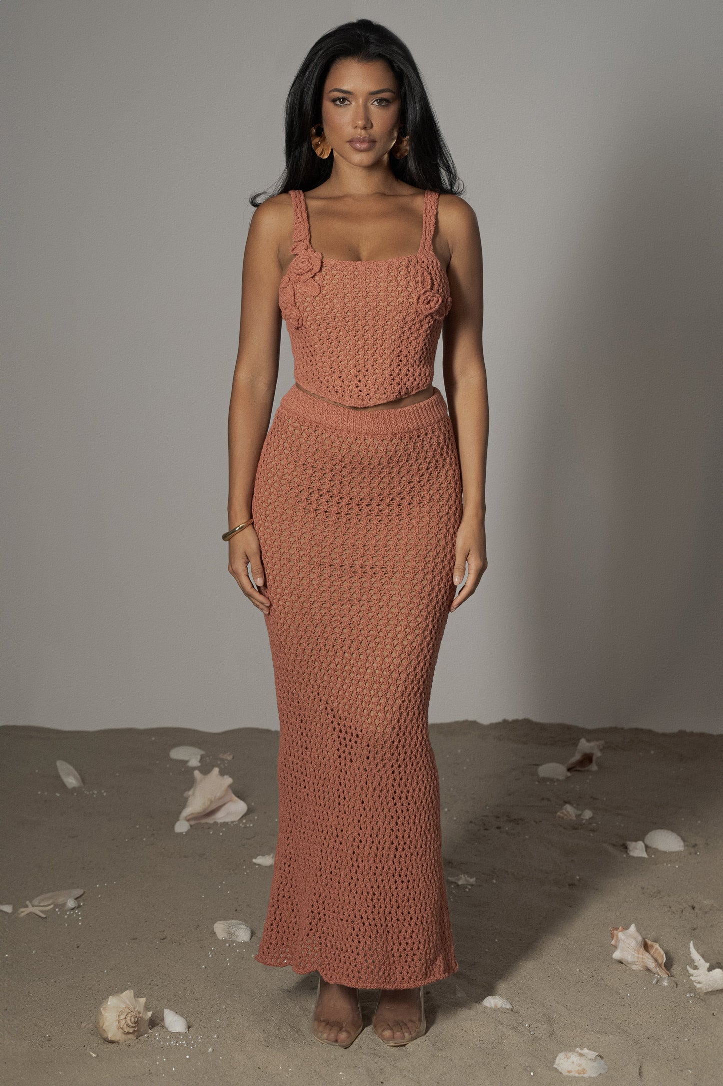 Terra Cotta Beachside Crochet Bustier JLUXLABEL