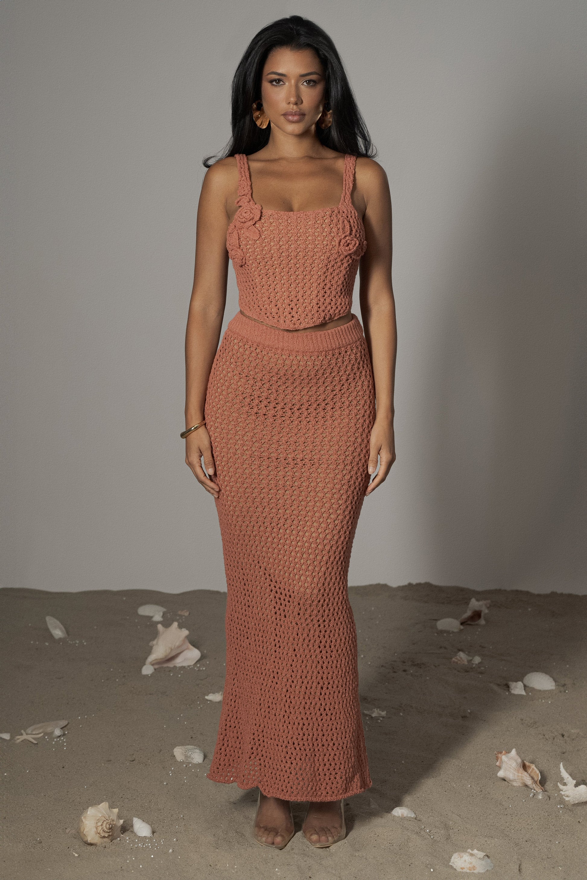 Terra Cotta Beachside Crochet Bustier JLUXLABEL