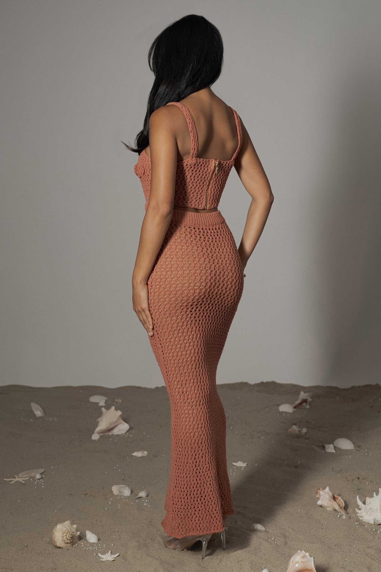 Terra Cotta Sea Depths Maxi Skirt JLUXLABEL