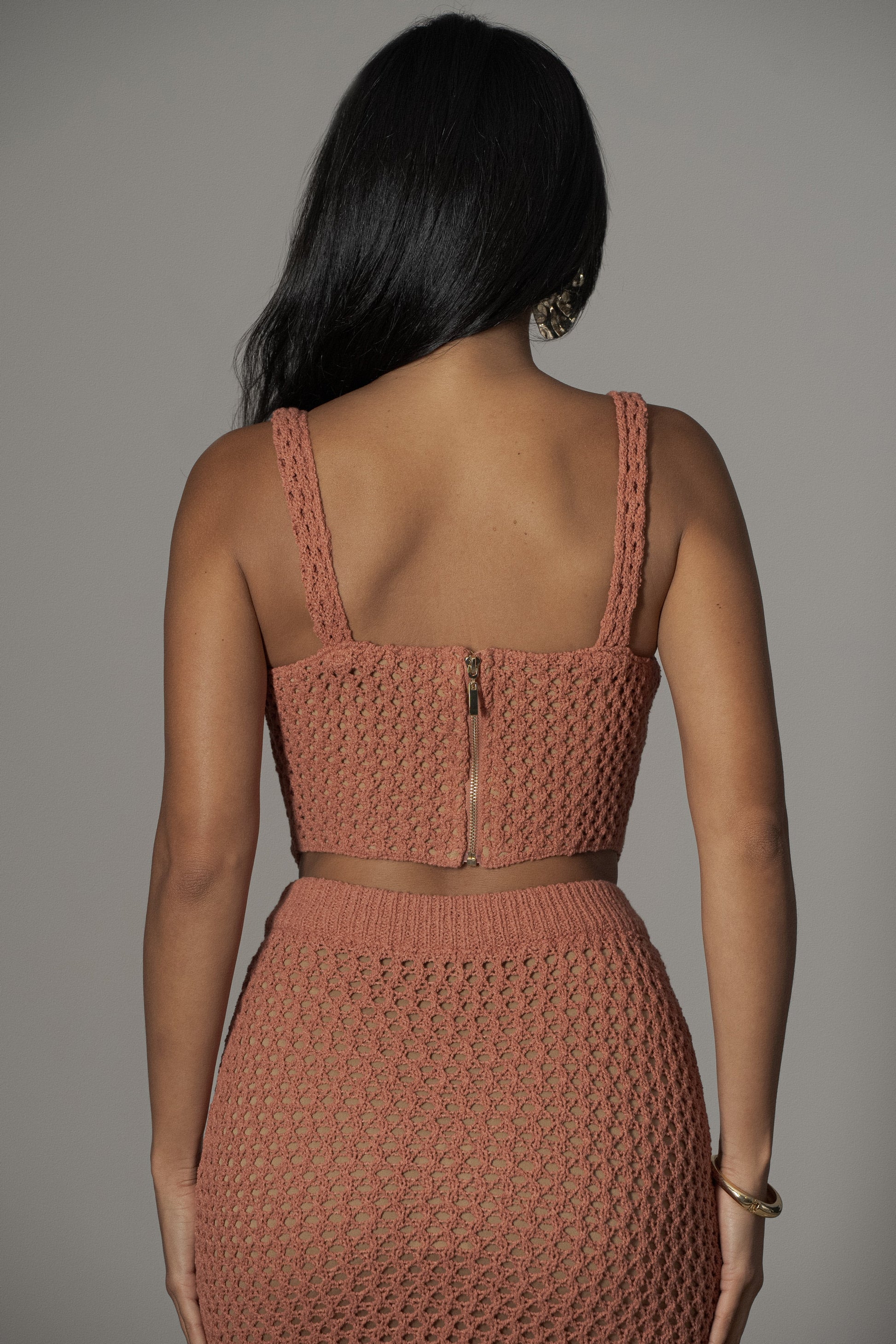 Terra Cotta Beachside Crochet Bustier JLUXLABEL