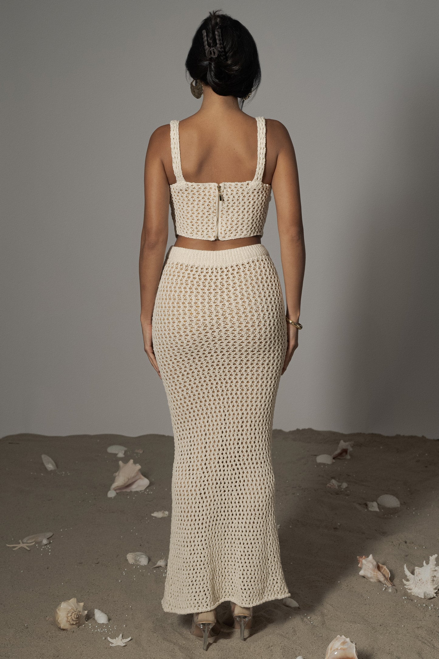 Ivory Sea Depths Maxi Skirt JLUXLABEL
