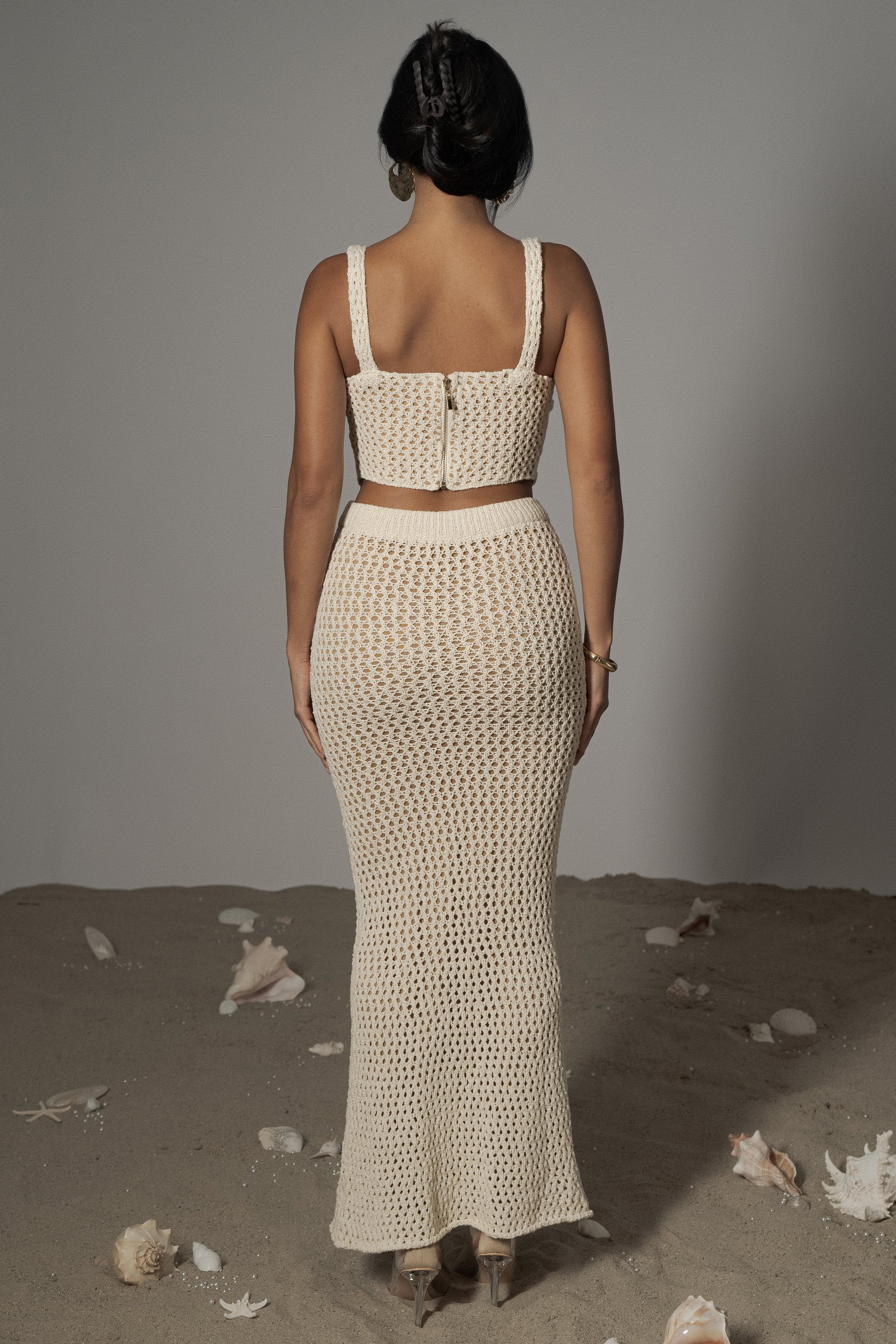 Ivory Sea Depths Maxi Skirt JLUXLABEL
