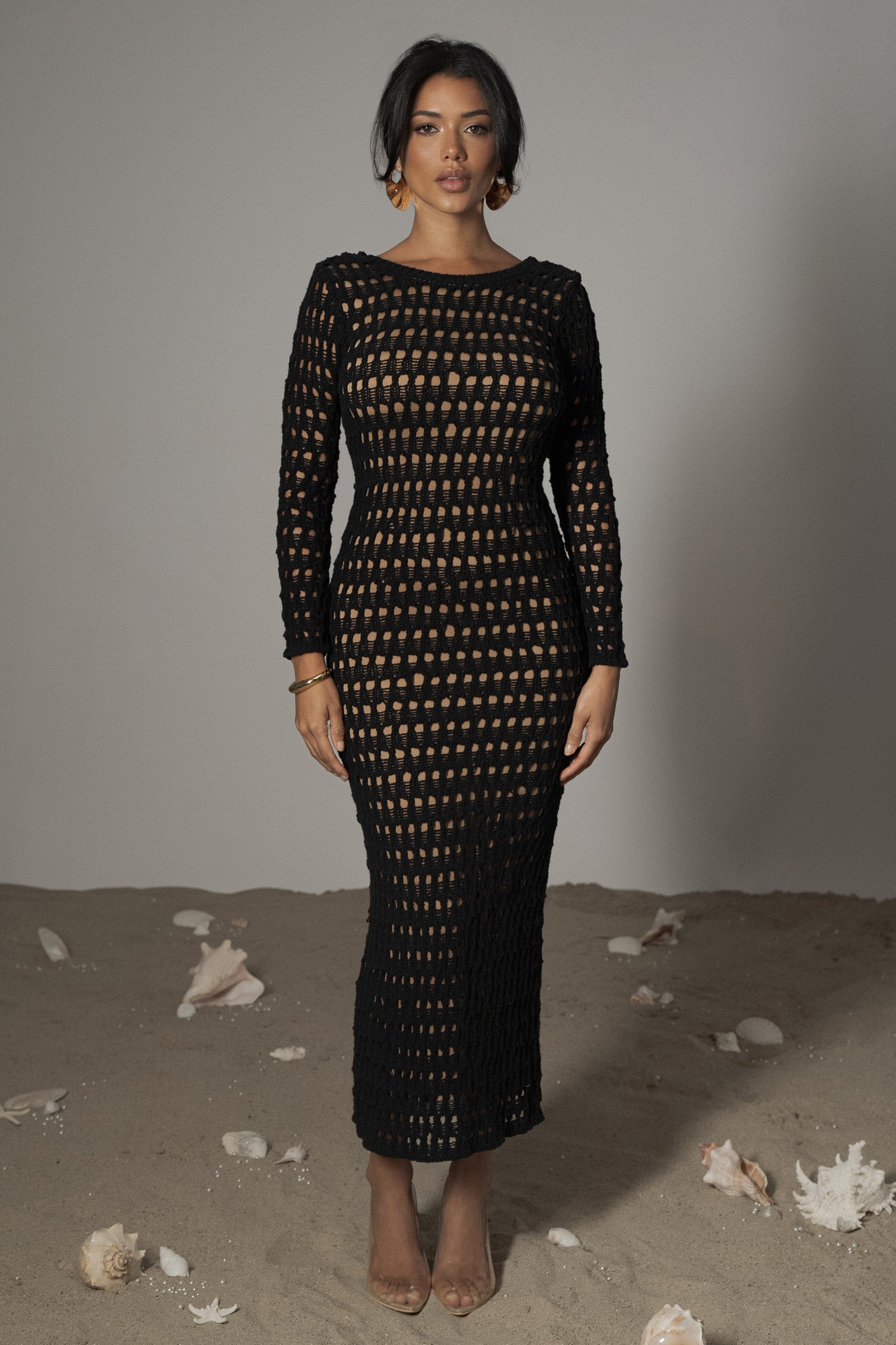 Black Serene Wonders Crochet Dress JLUXLABEL