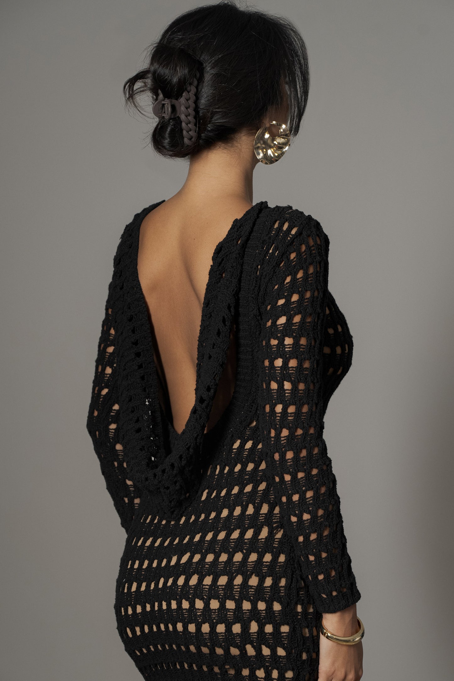 Black Serene Wonders Crochet Dress JLUXLABEL