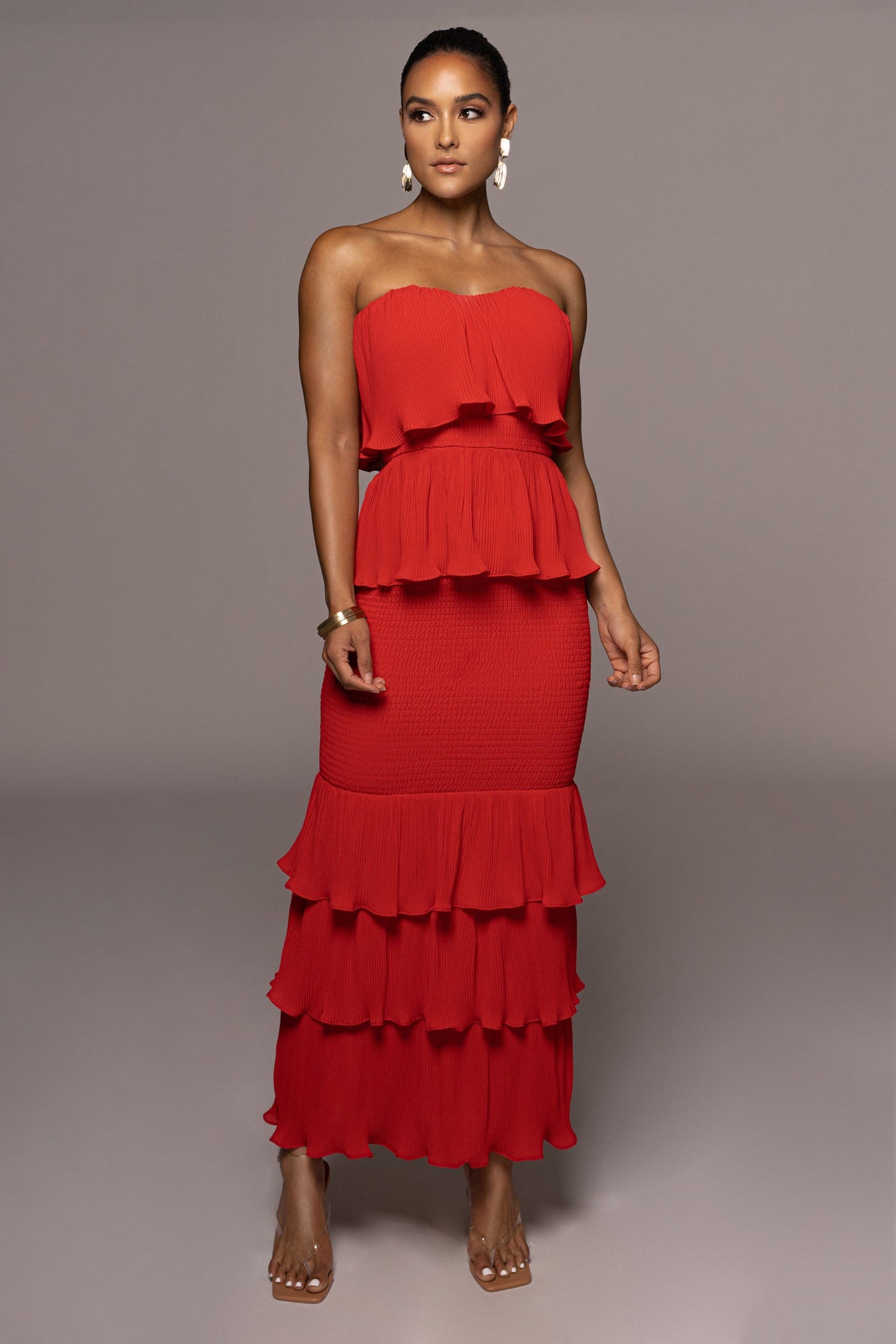 Red Casa Blanca Ruffle Dress JLUXLABEL