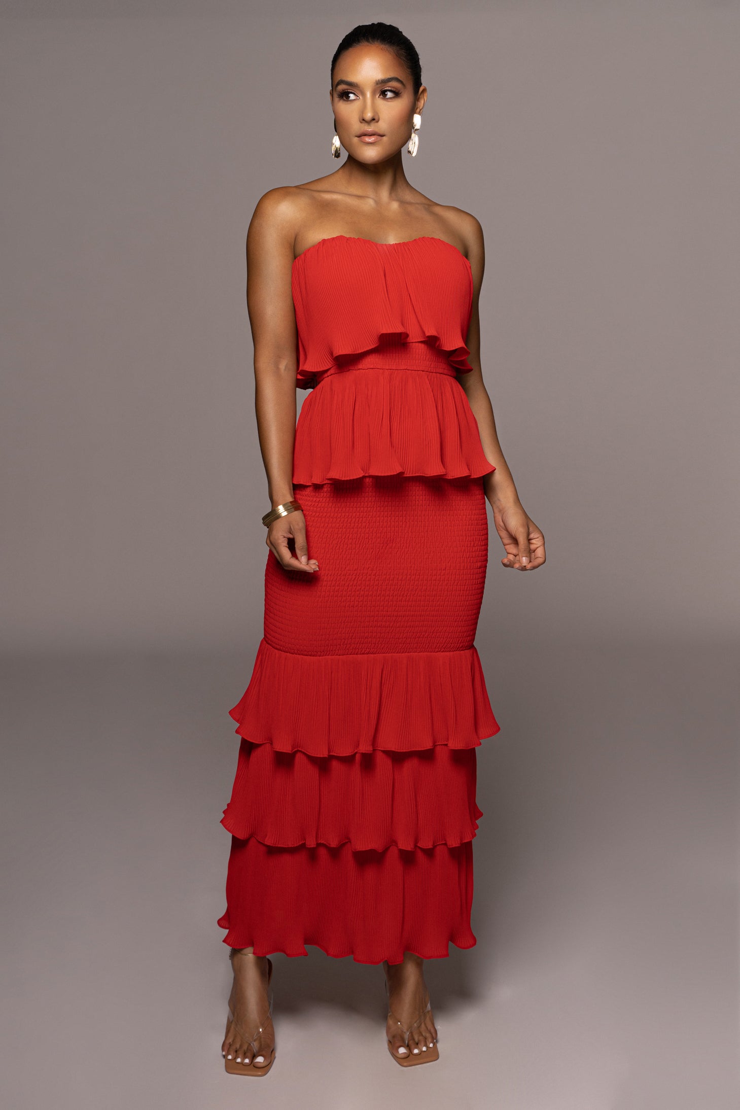 Red Casa Blanca Ruffle Dress JLUXLABEL