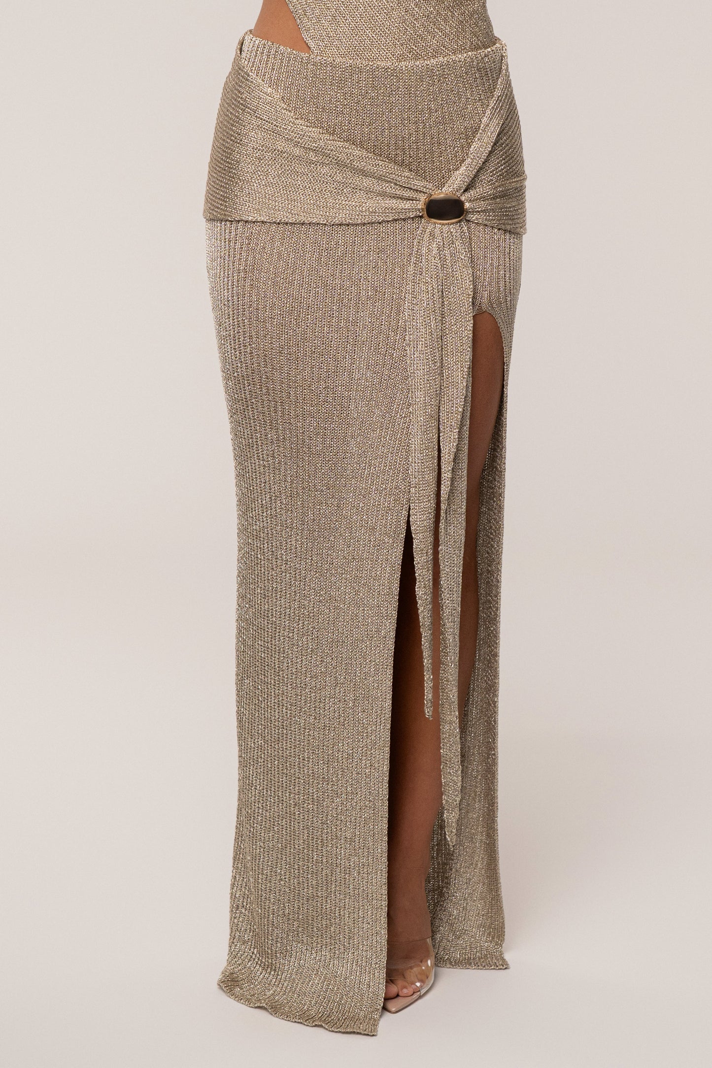 PRE-ORDER Gold Hazel Metallic Wrap Skirt