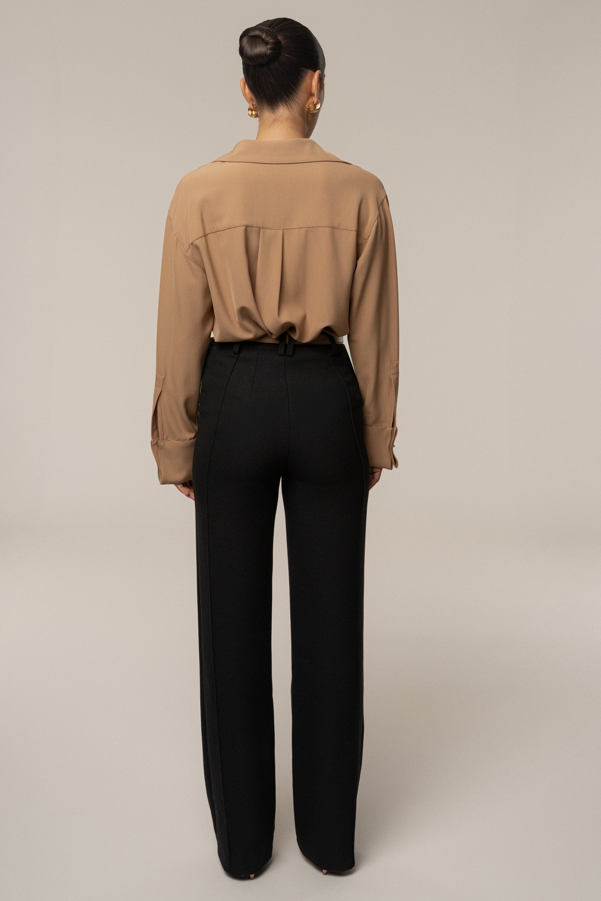 Tan Stella Button Up Shirt JLUXLABEL