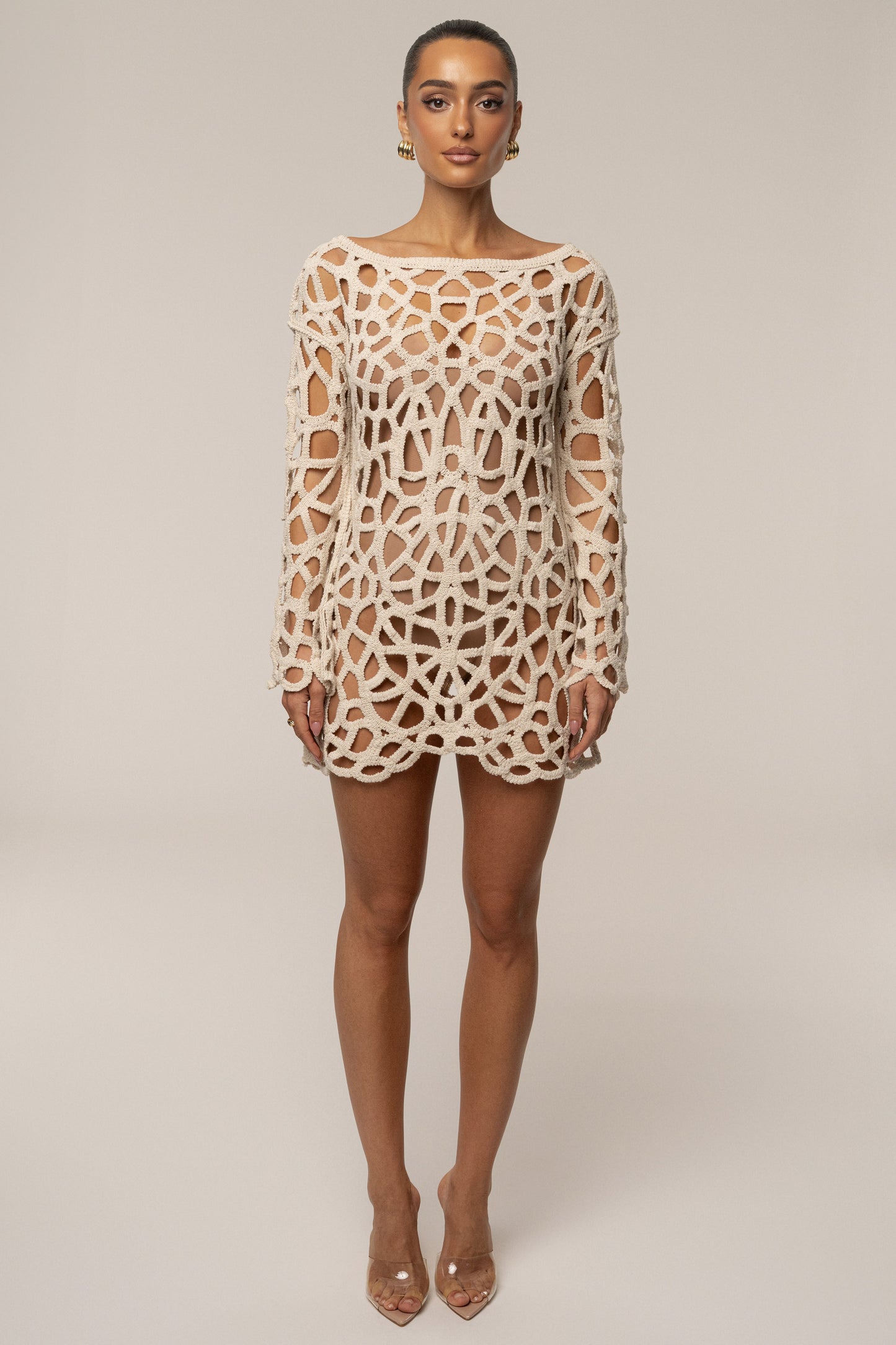 Ecru Seaside Crochet Cover Up JLUXLABEL