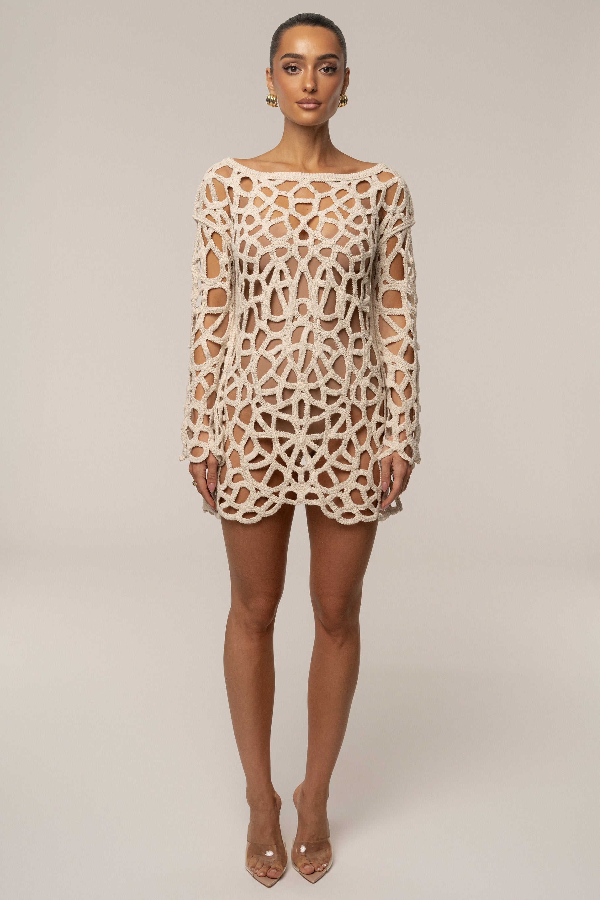 Ecru Seaside Crochet Cover Up JLUXLABEL