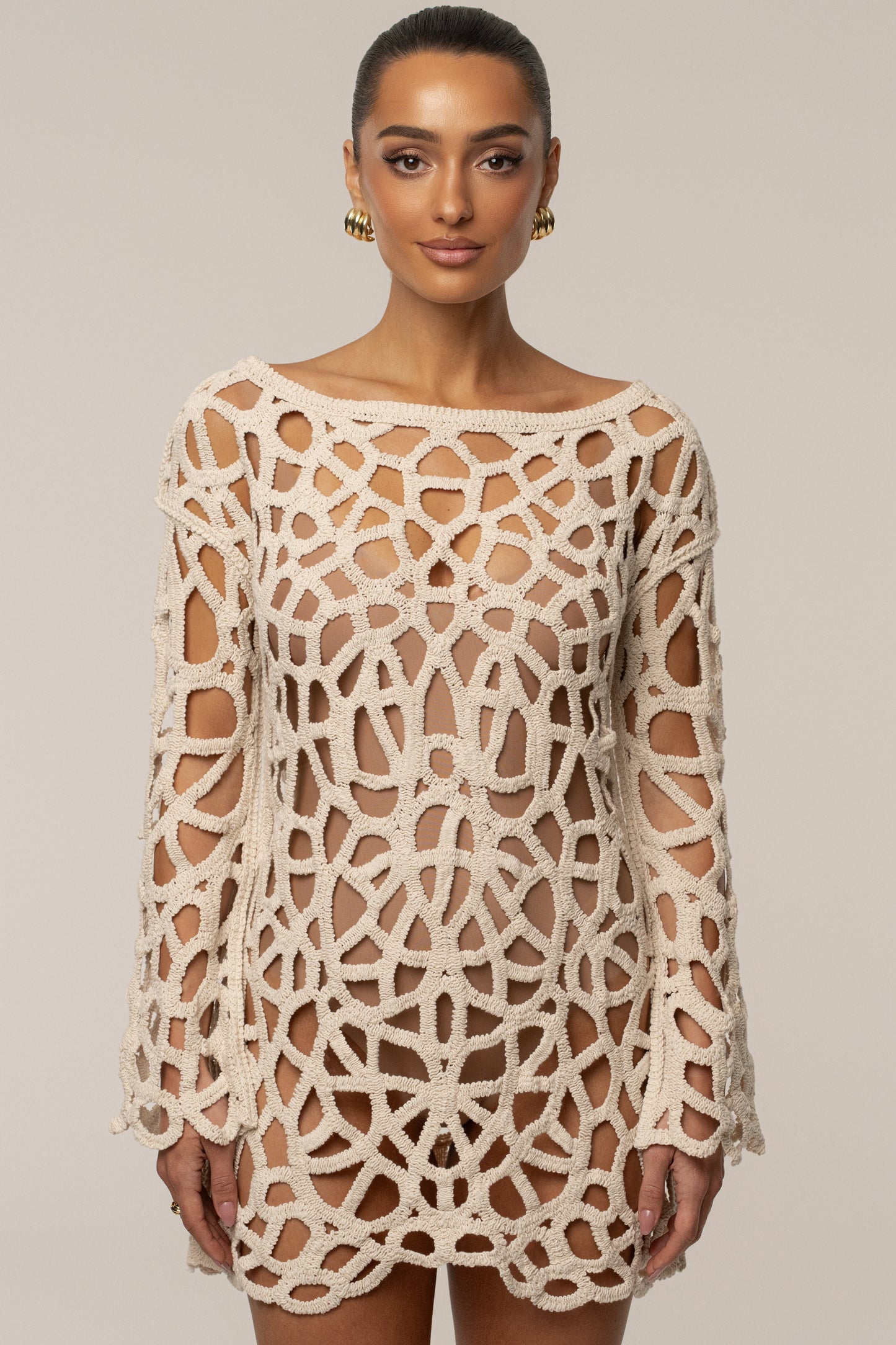 Ecru Seaside Crochet Cover Up JLUXLABEL