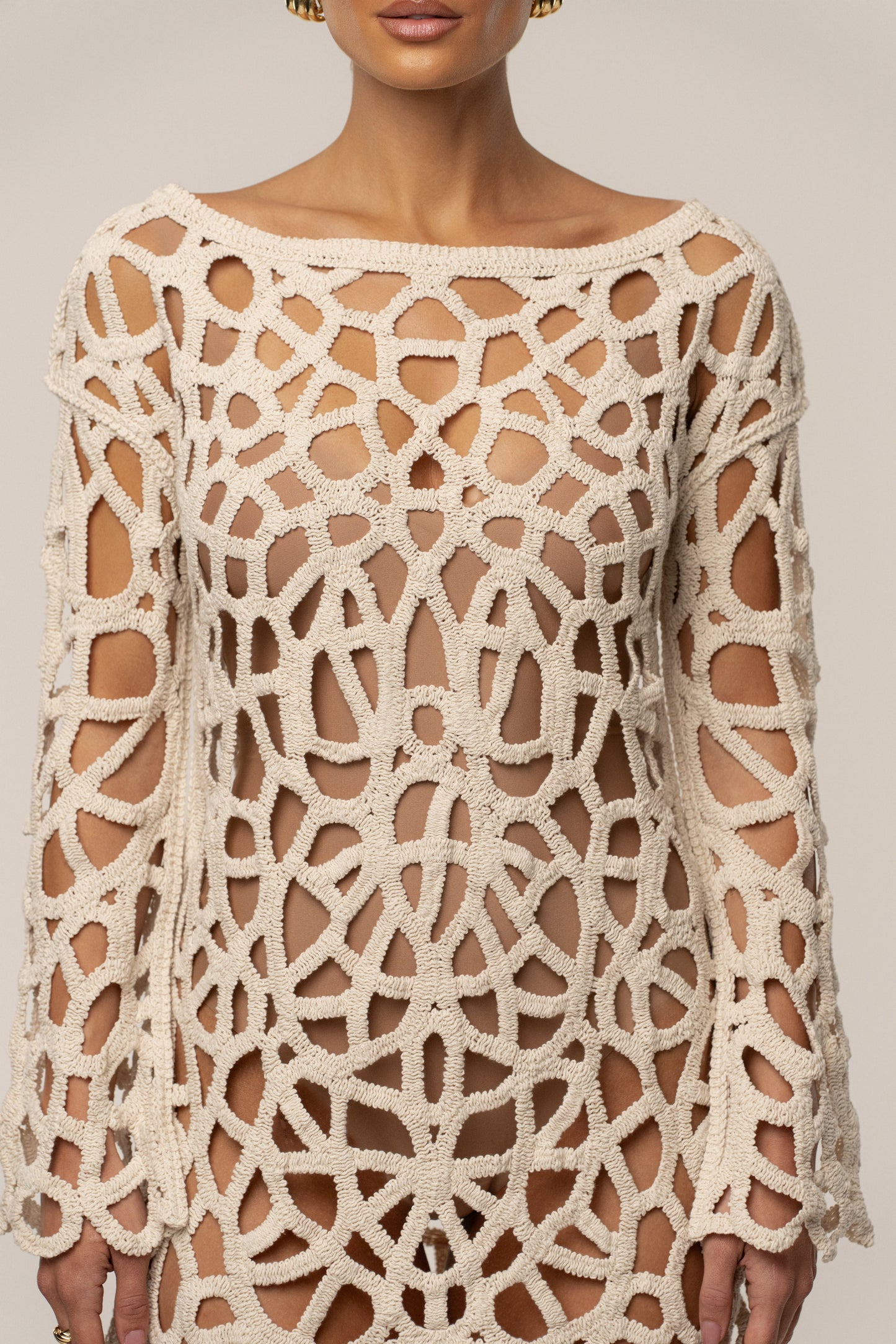 Ecru Seaside Crochet Cover Up JLUXLABEL