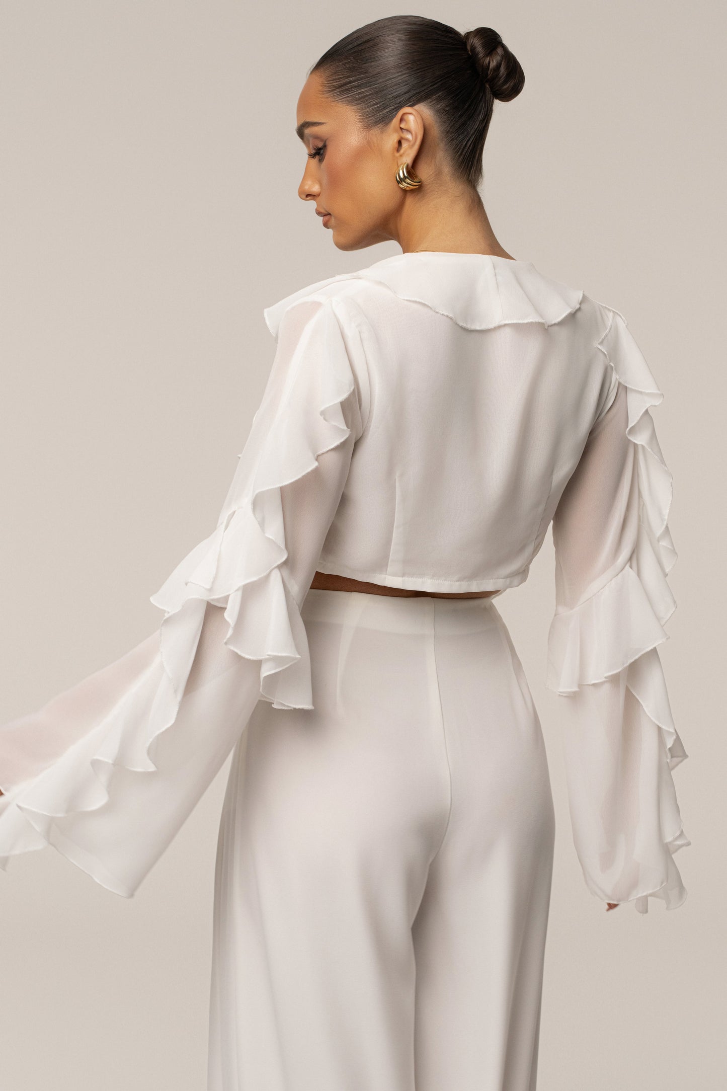 White Juliet Ruffle Crop Top JLUXLABEL