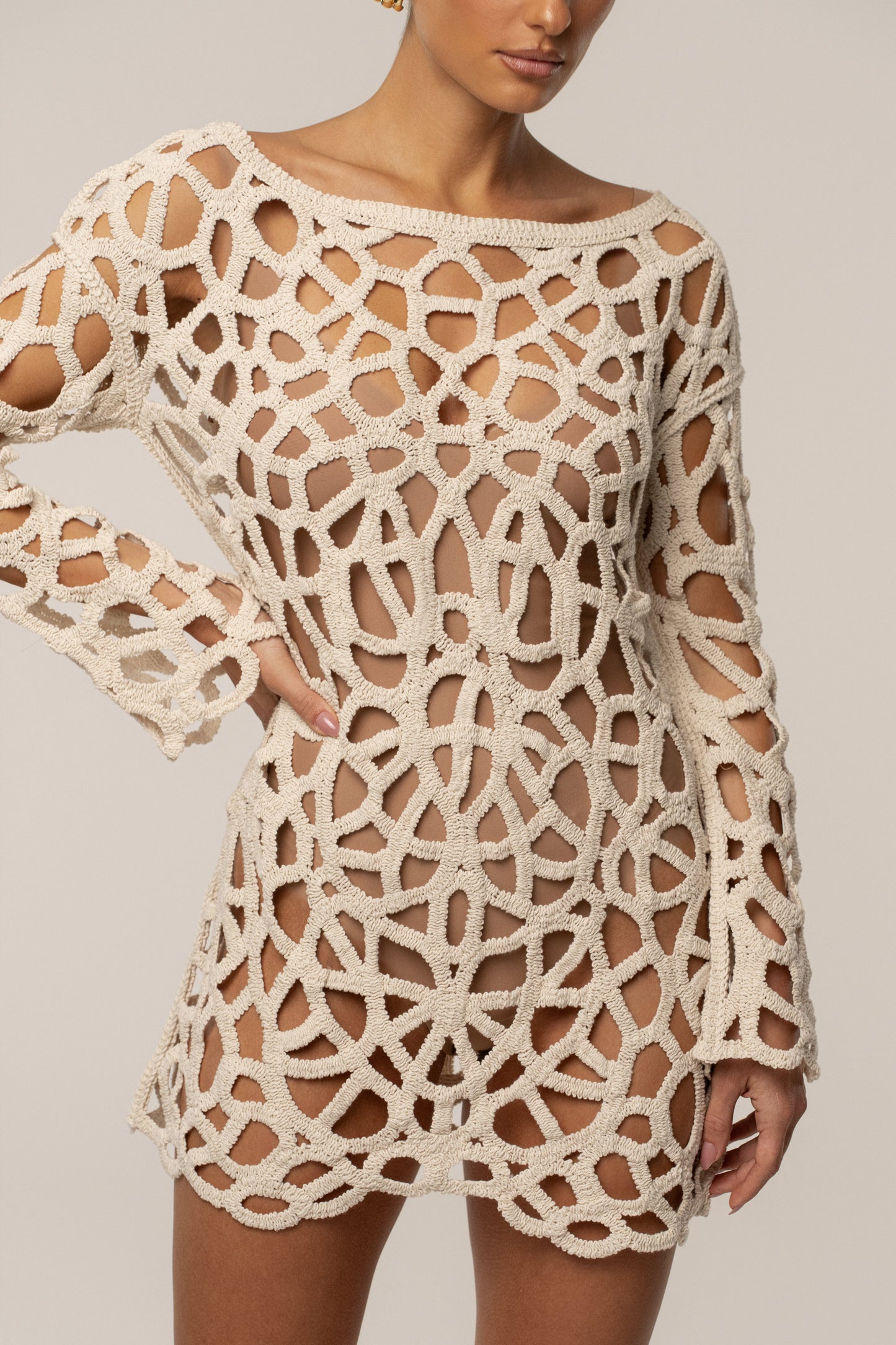 Ecru Seaside Crochet Cover Up JLUXLABEL