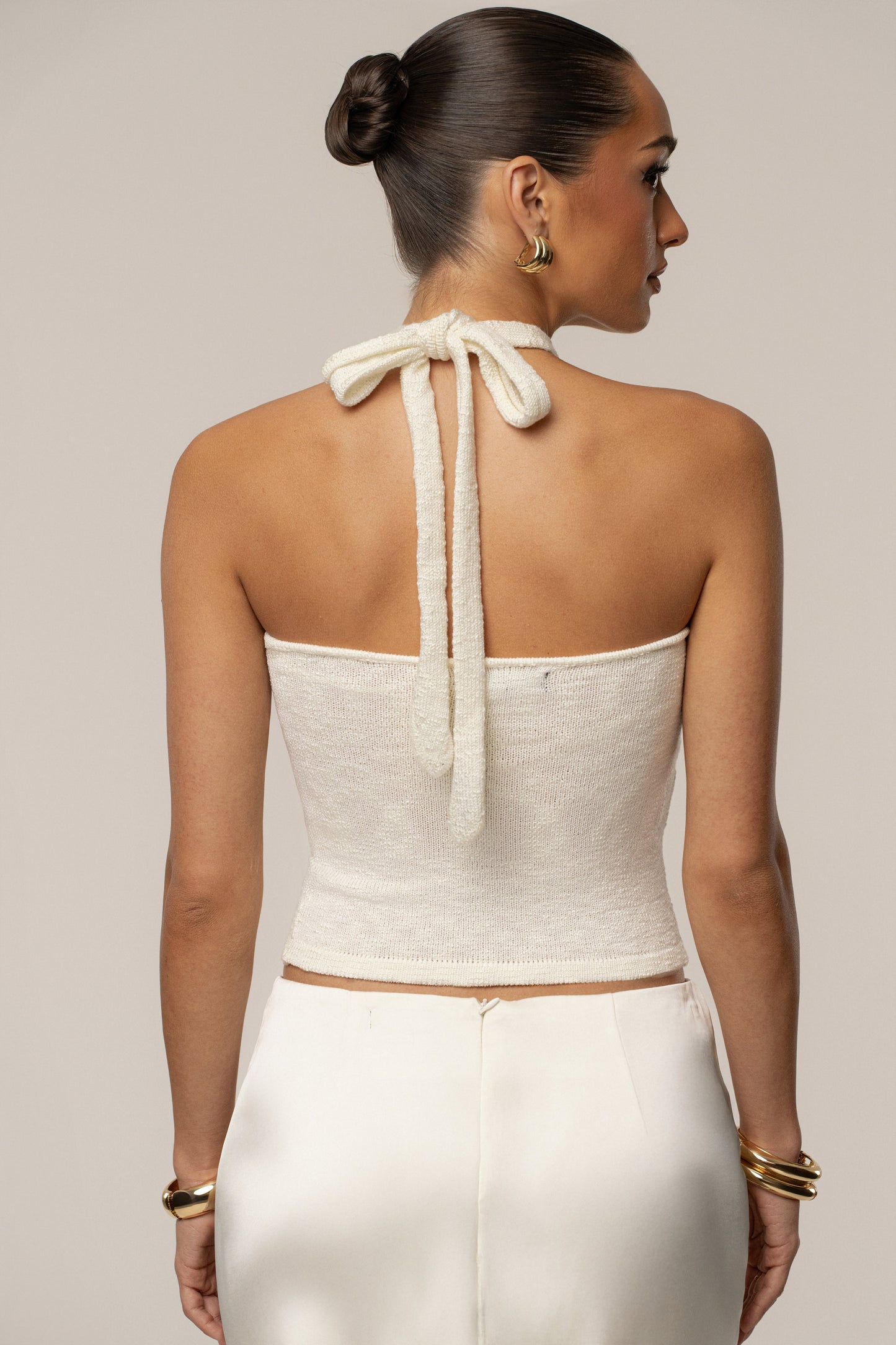 Ivory Ocean Front Halter Top JLUXLABEL
