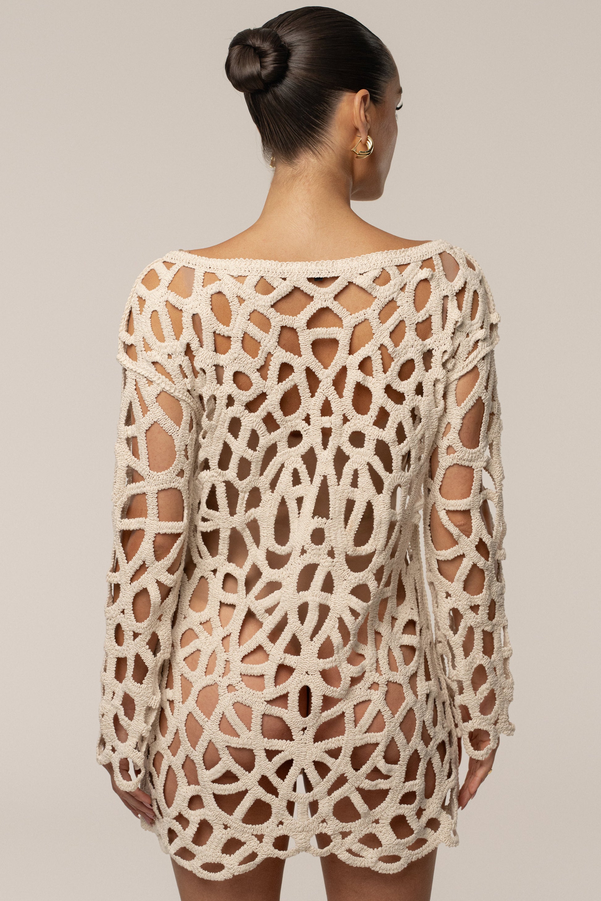 Ecru Seaside Crochet Cover Up JLUXLABEL
