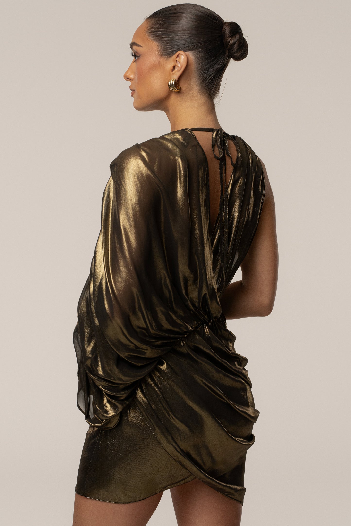Gold Gleaming Metallic Mini Dress NEWFASHIONEDGE