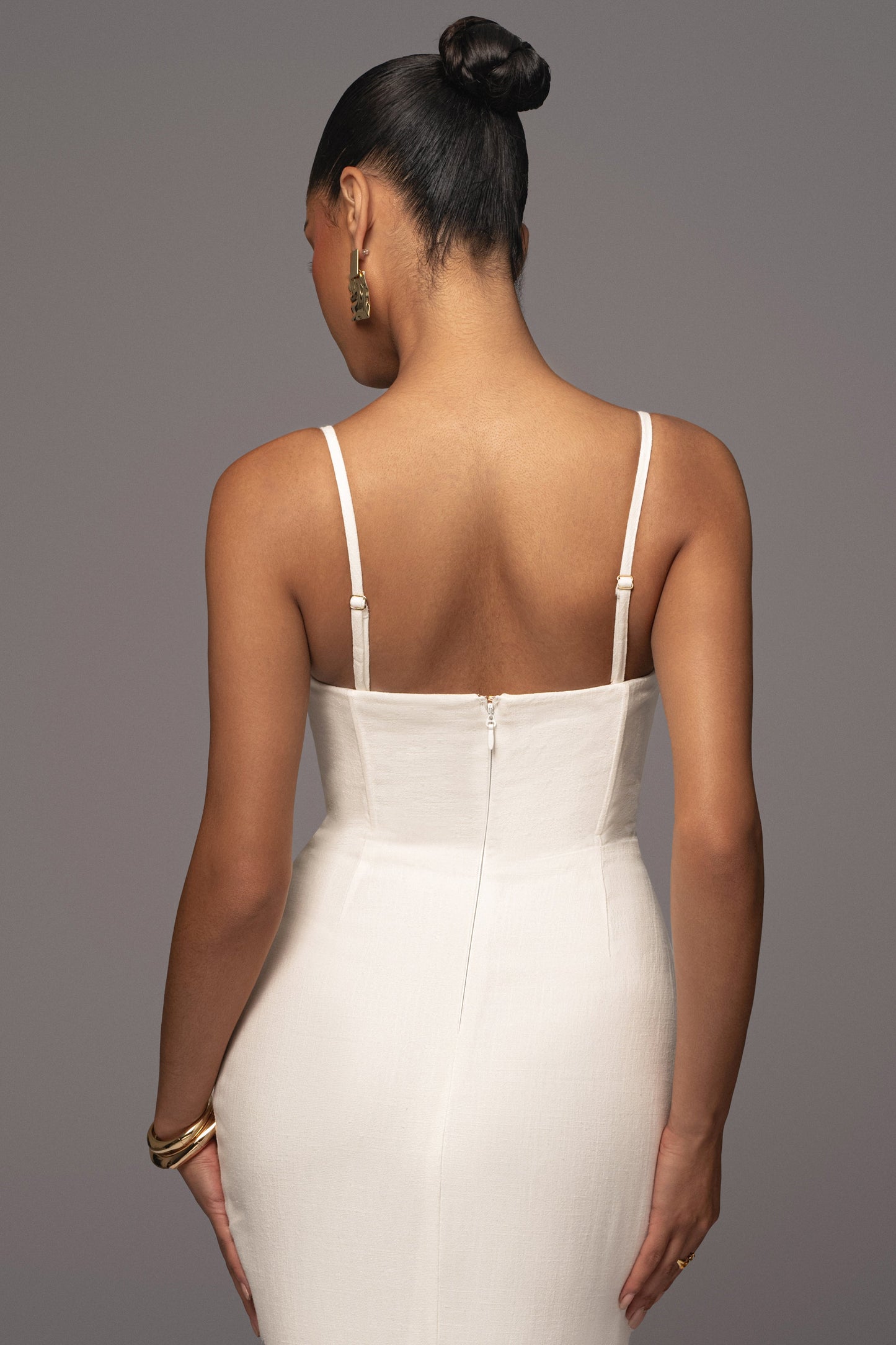 Ivory Private Retreat Linen Dress JLUXLABEL