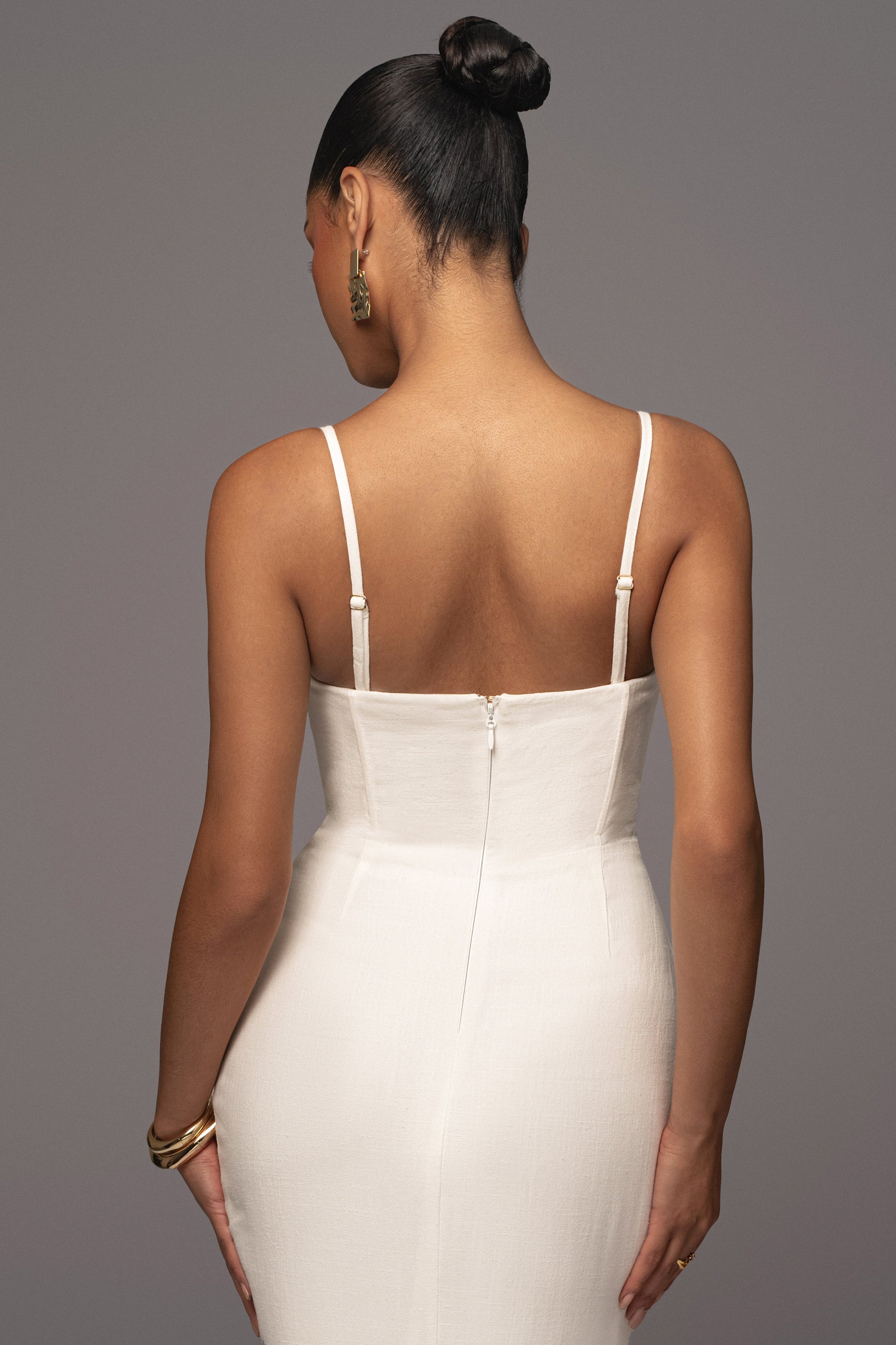 Ivory Private Retreat Linen Dress JLUXLABEL
