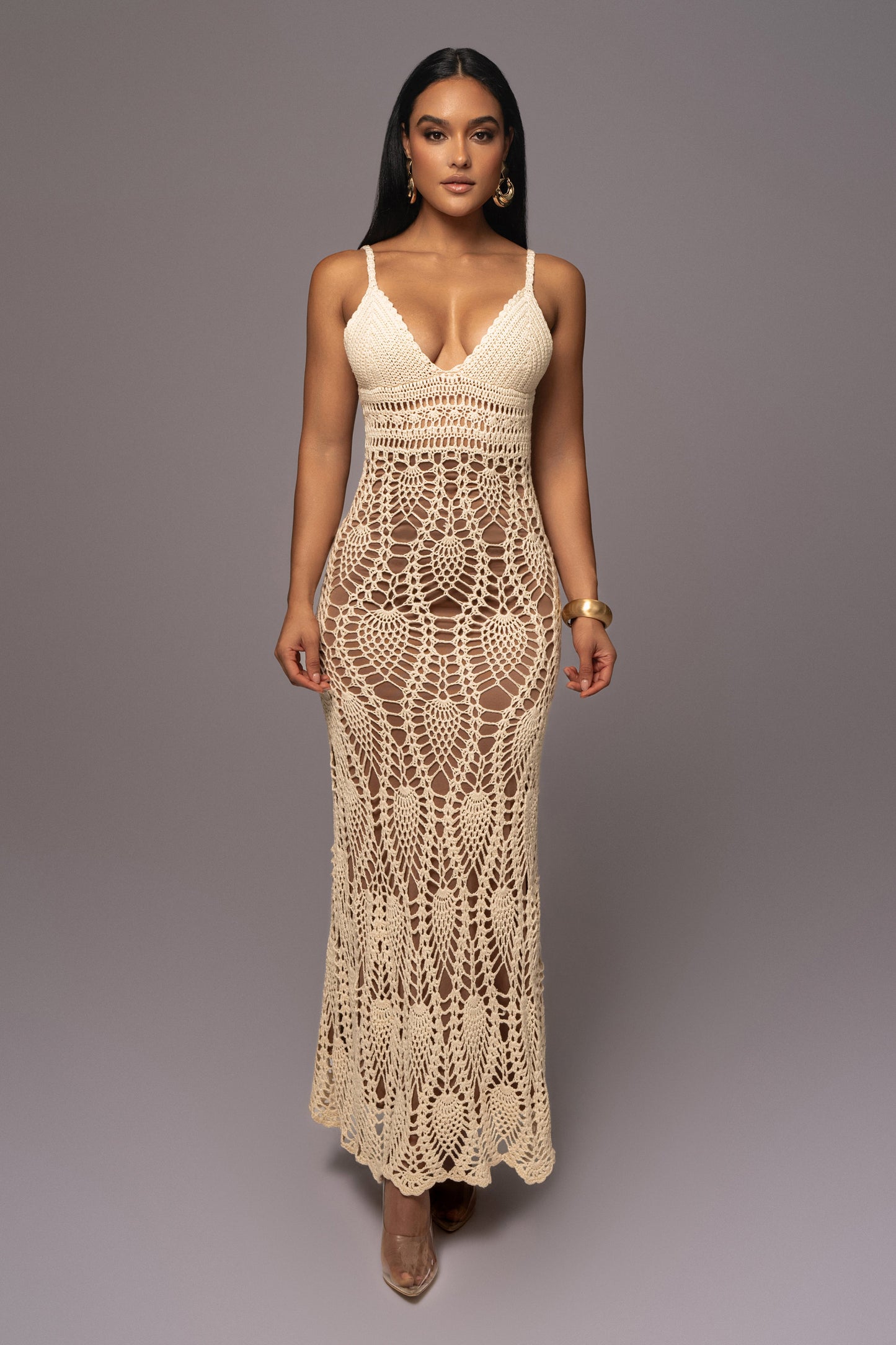 Ivory Great Escape Crochet Maxi Dress JLUXLABEL