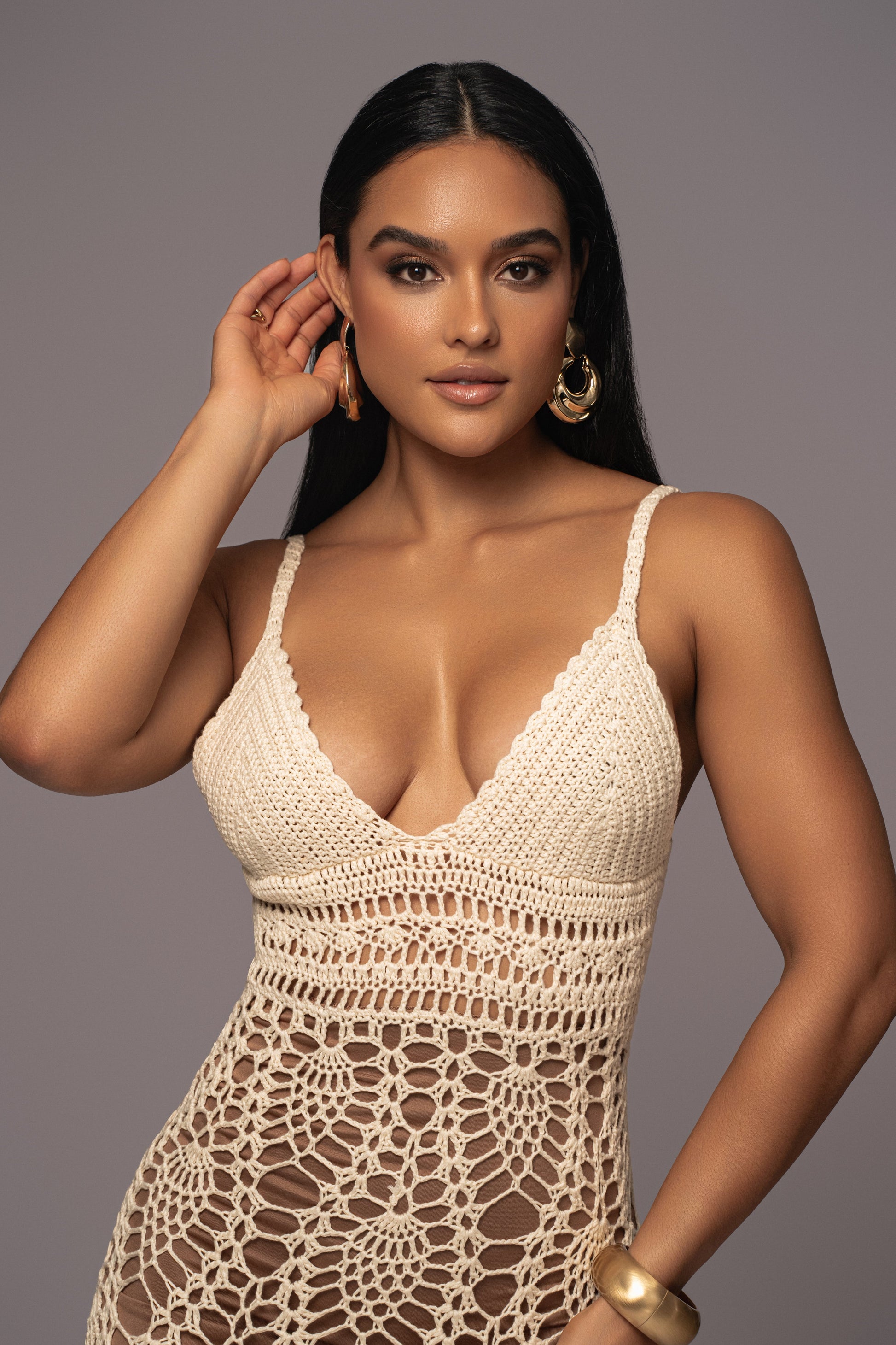 Ivory Great Escape Crochet Maxi Dress JLUXLABEL