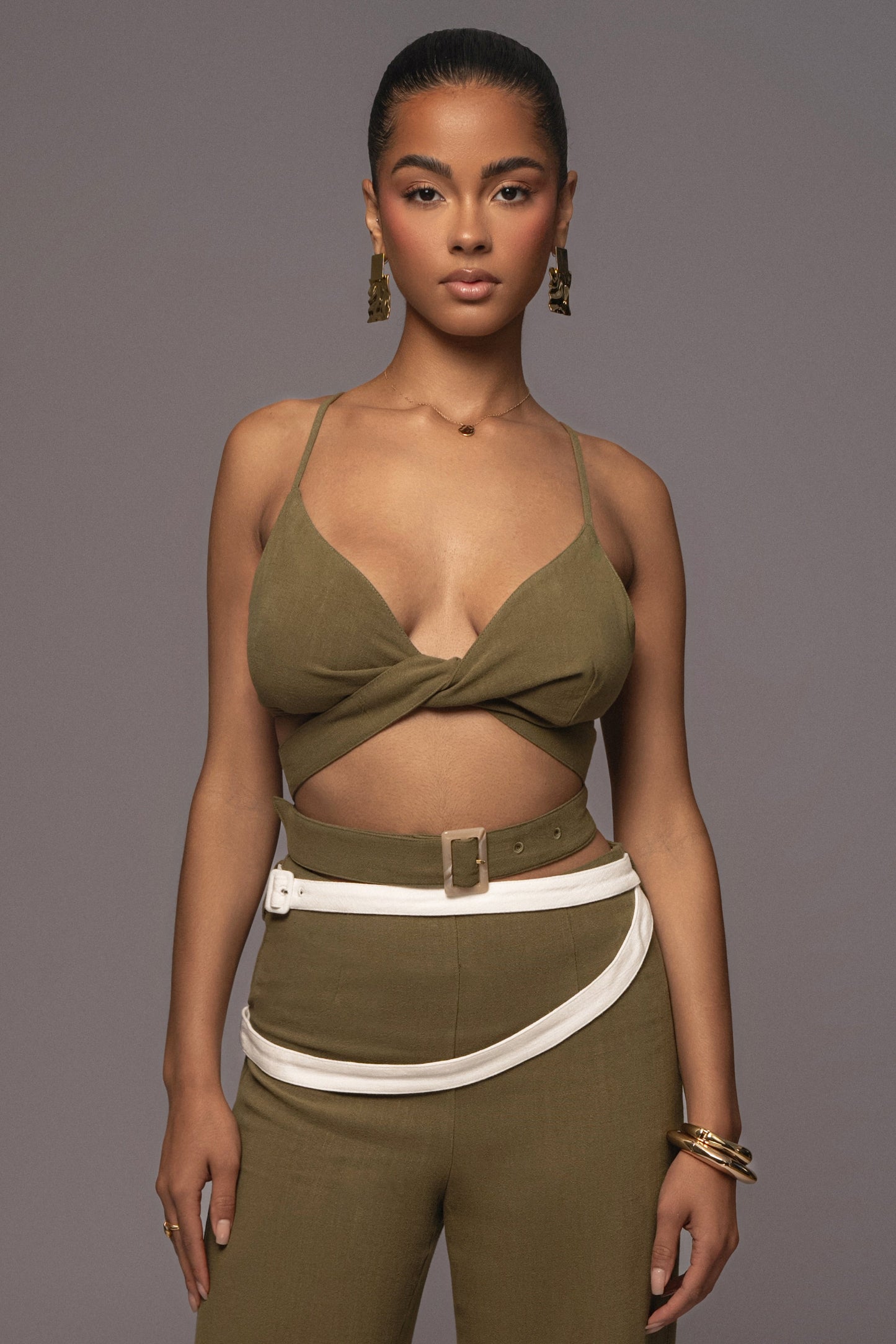 Olive Ocean Depths Linen Top JLUXLABEL