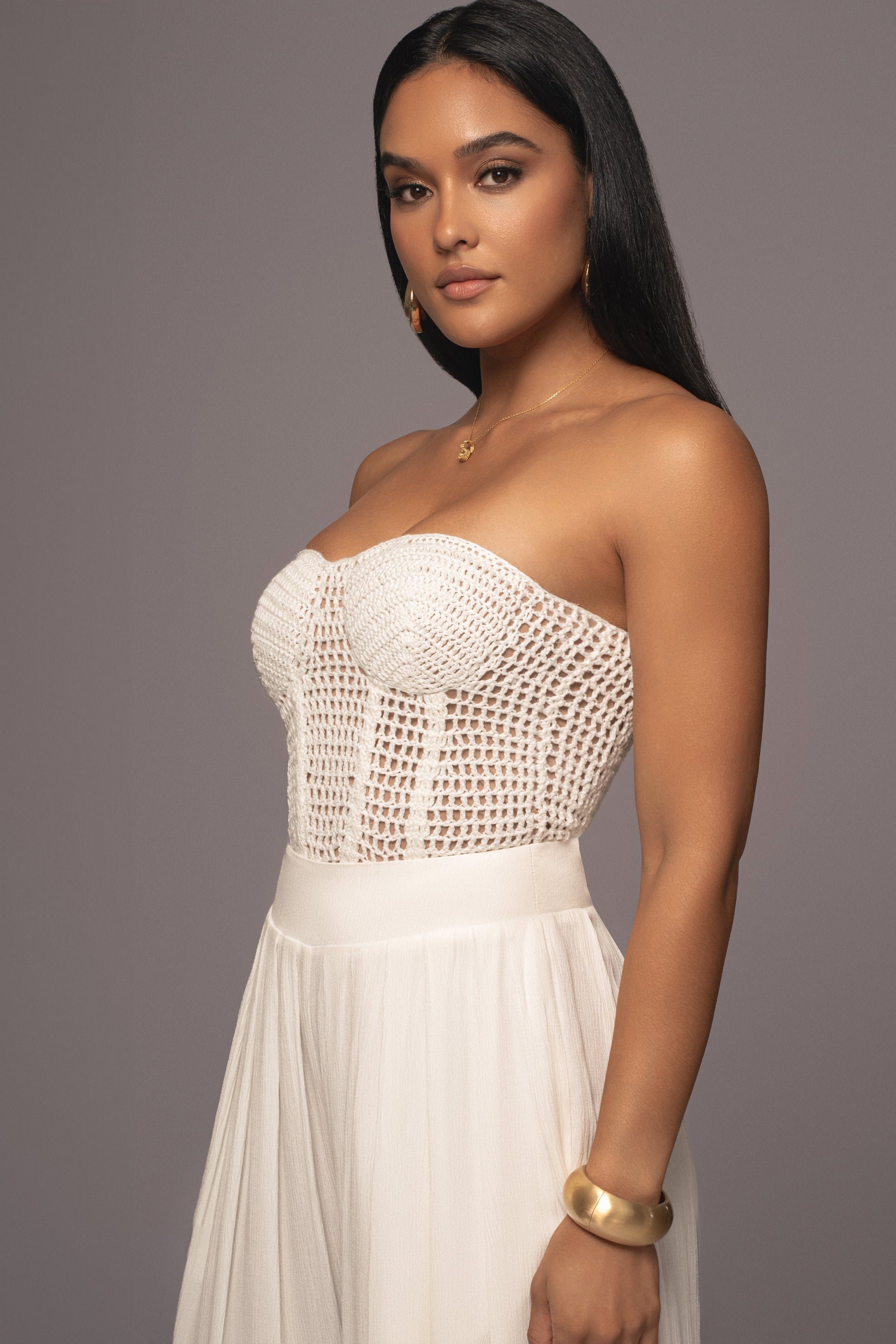White Want It All Crochet Bustier JLUXLABEL