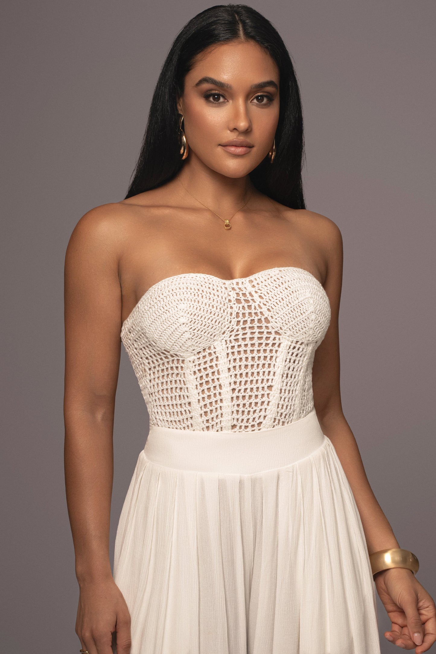 White Want It All Crochet Bustier JLUXLABEL