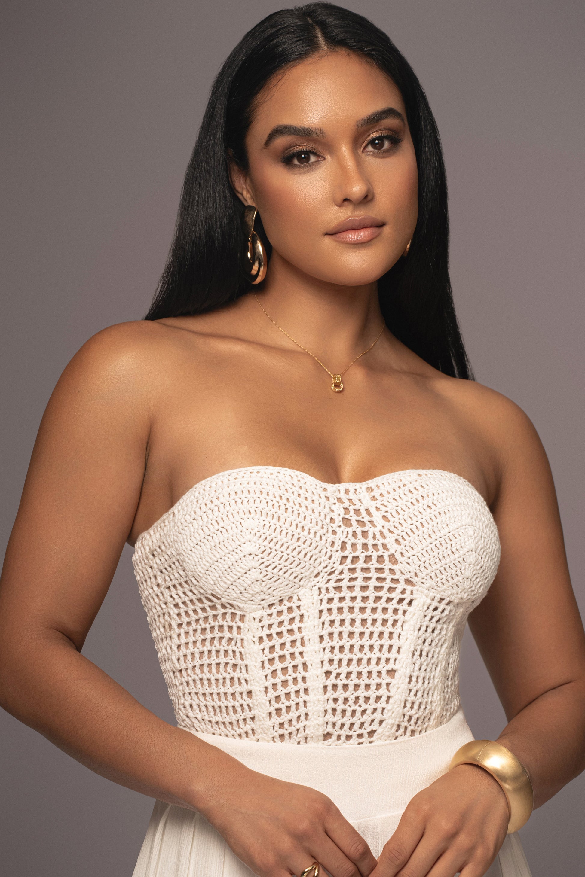 White Want It All Crochet Bustier JLUXLABEL