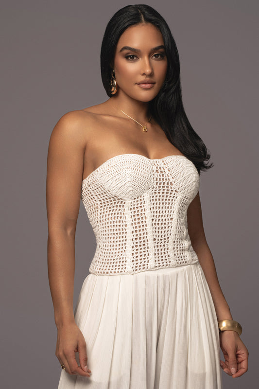 White Want It All Crochet Bustier JLUXLABEL
