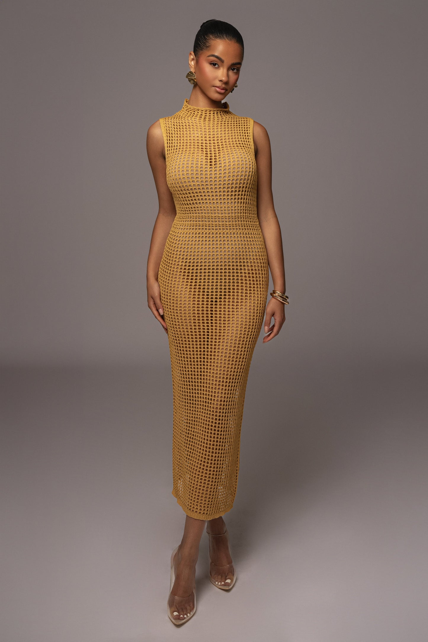 Yellow Pacific Tides Crochet Maxi Dress JLUXLABEL