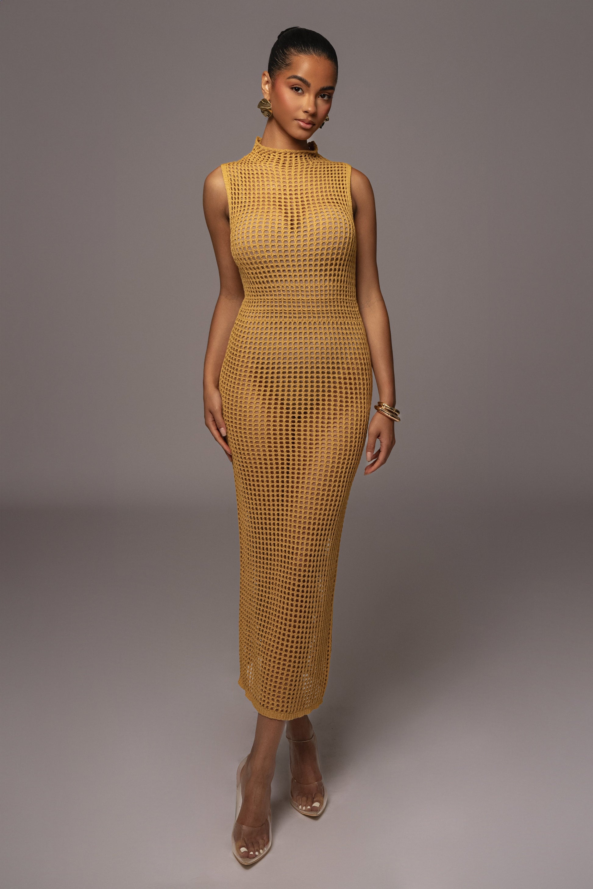 Yellow Pacific Tides Crochet Maxi Dress JLUXLABEL