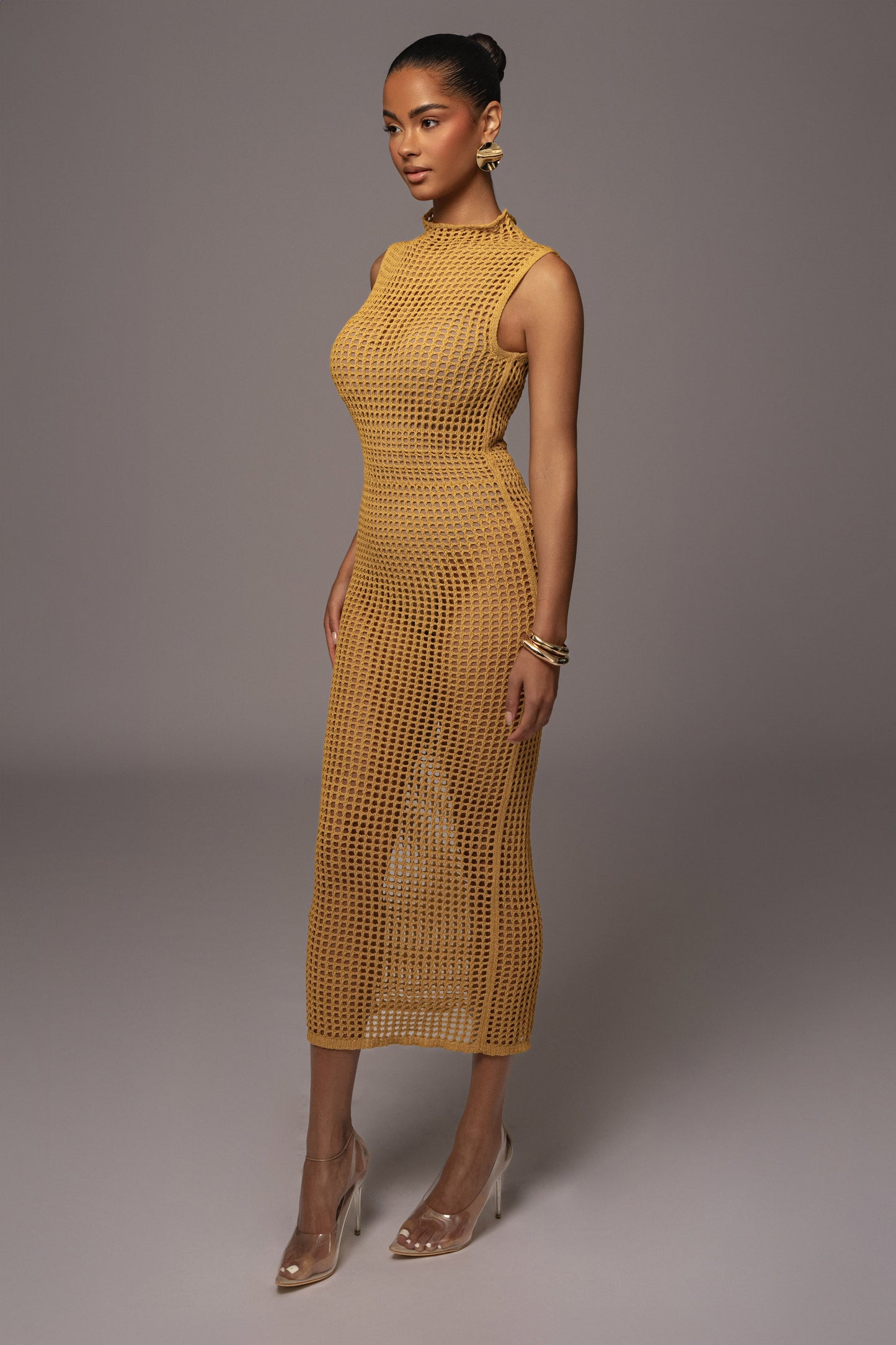Yellow Pacific Tides Crochet Maxi Dress JLUXLABEL