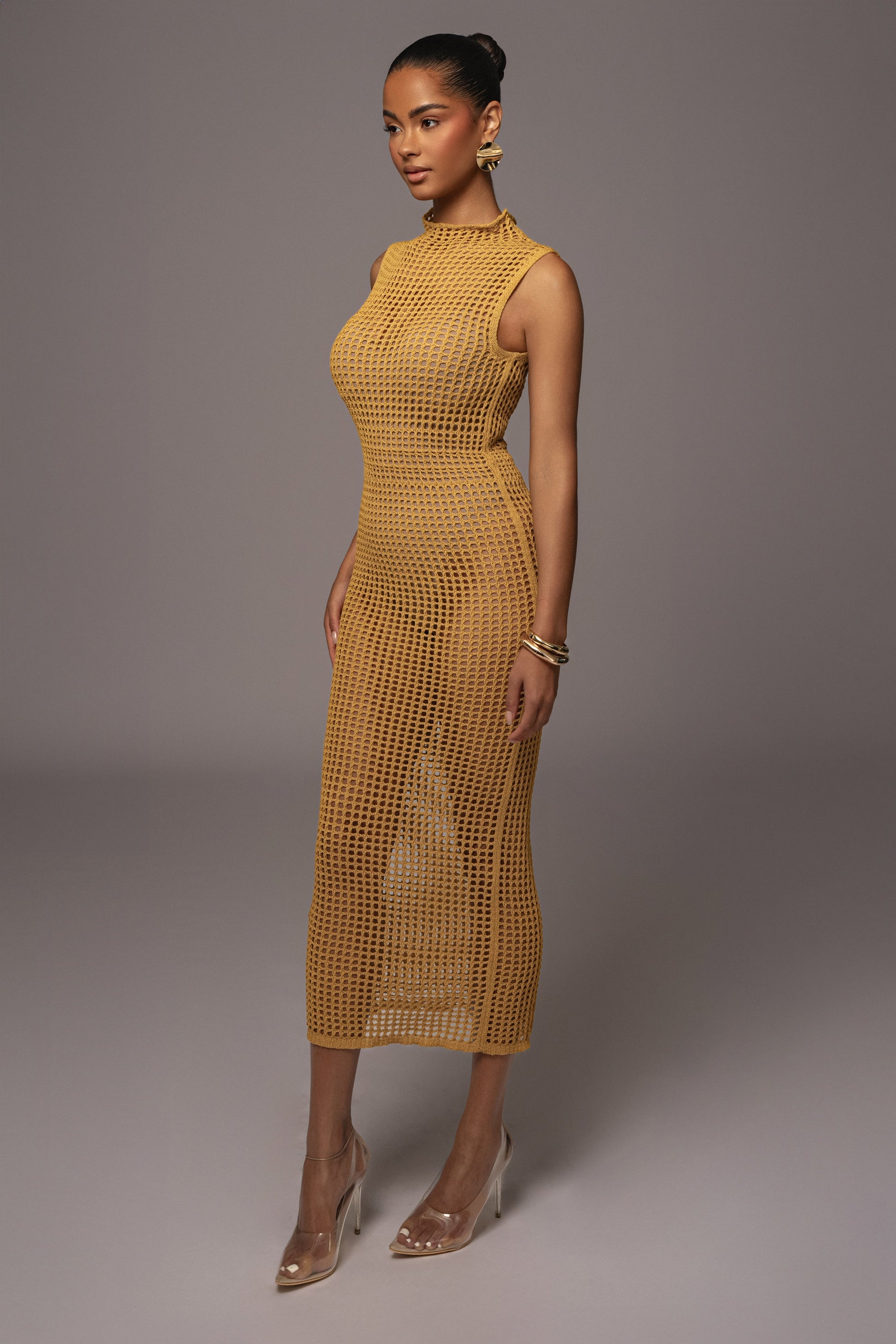 Yellow Pacific Tides Crochet Maxi Dress JLUXLABEL