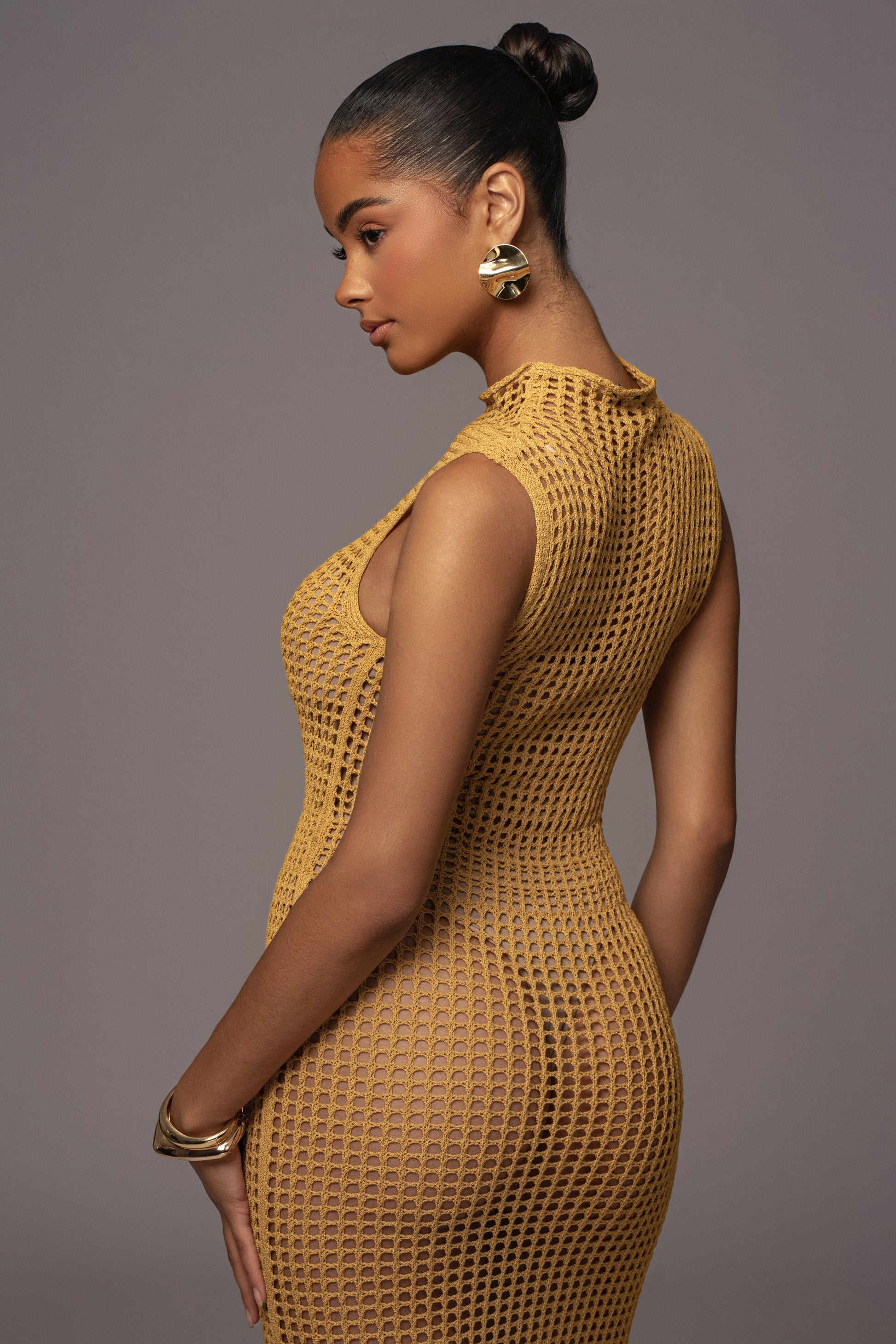 Yellow Pacific Tides Crochet Maxi Dress JLUXLABEL