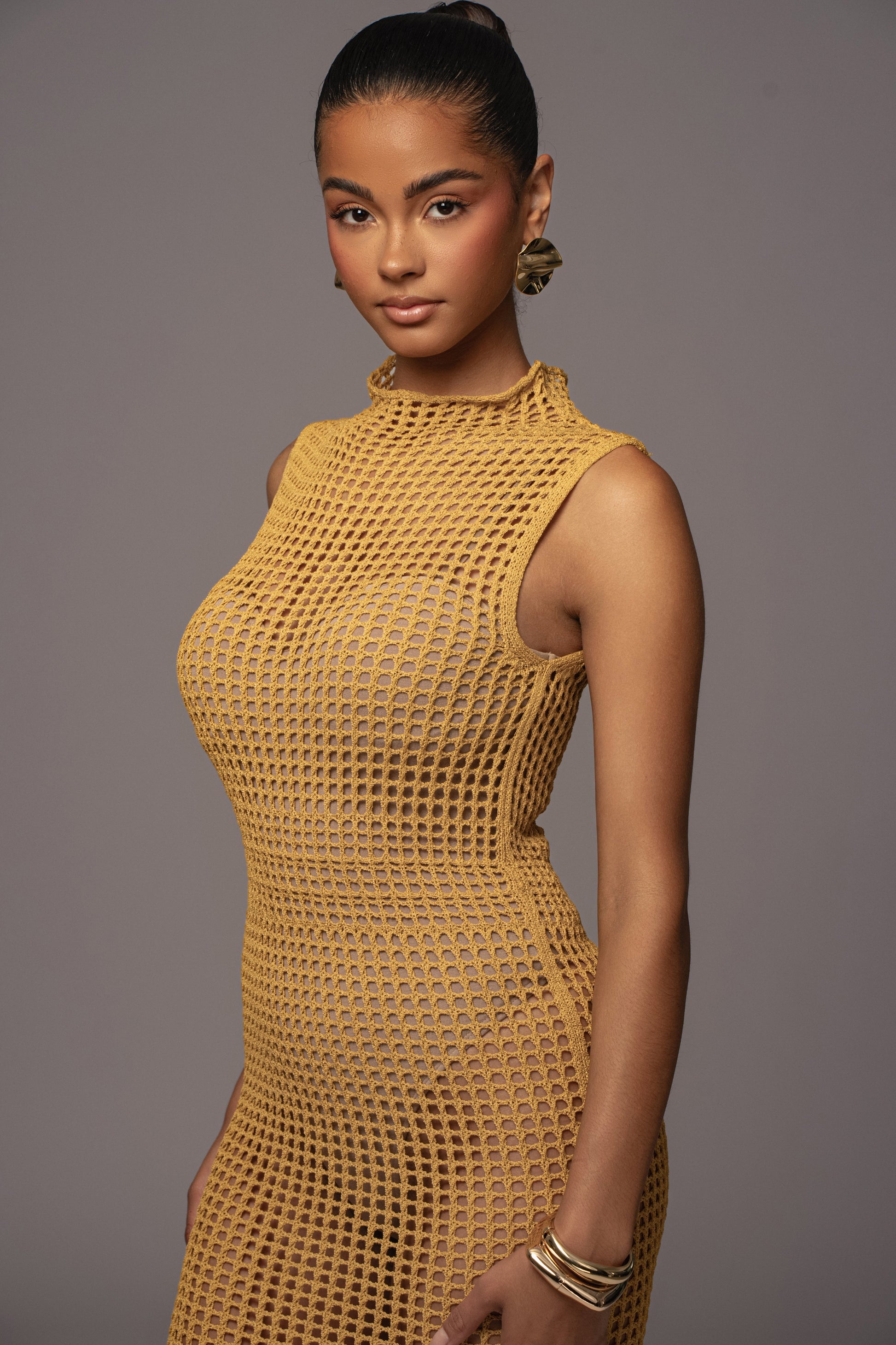 Yellow Pacific Tides Crochet Maxi Dress JLUXLABEL