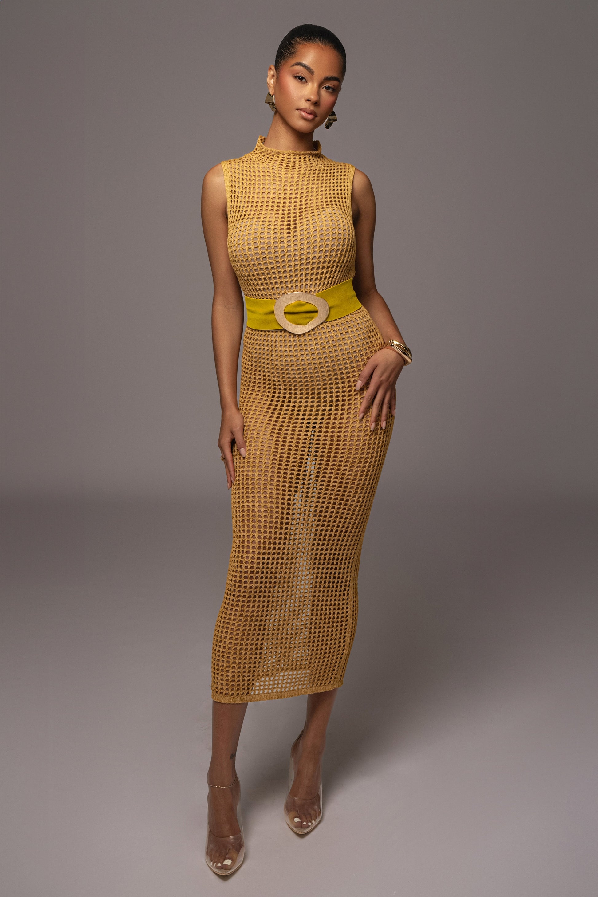 Yellow Pacific Tides Crochet Maxi Dress JLUXLABEL