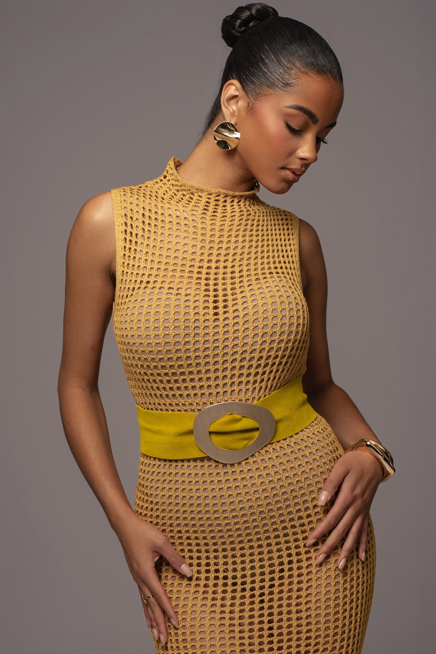 Yellow Pacific Tides Crochet Maxi Dress JLUXLABEL