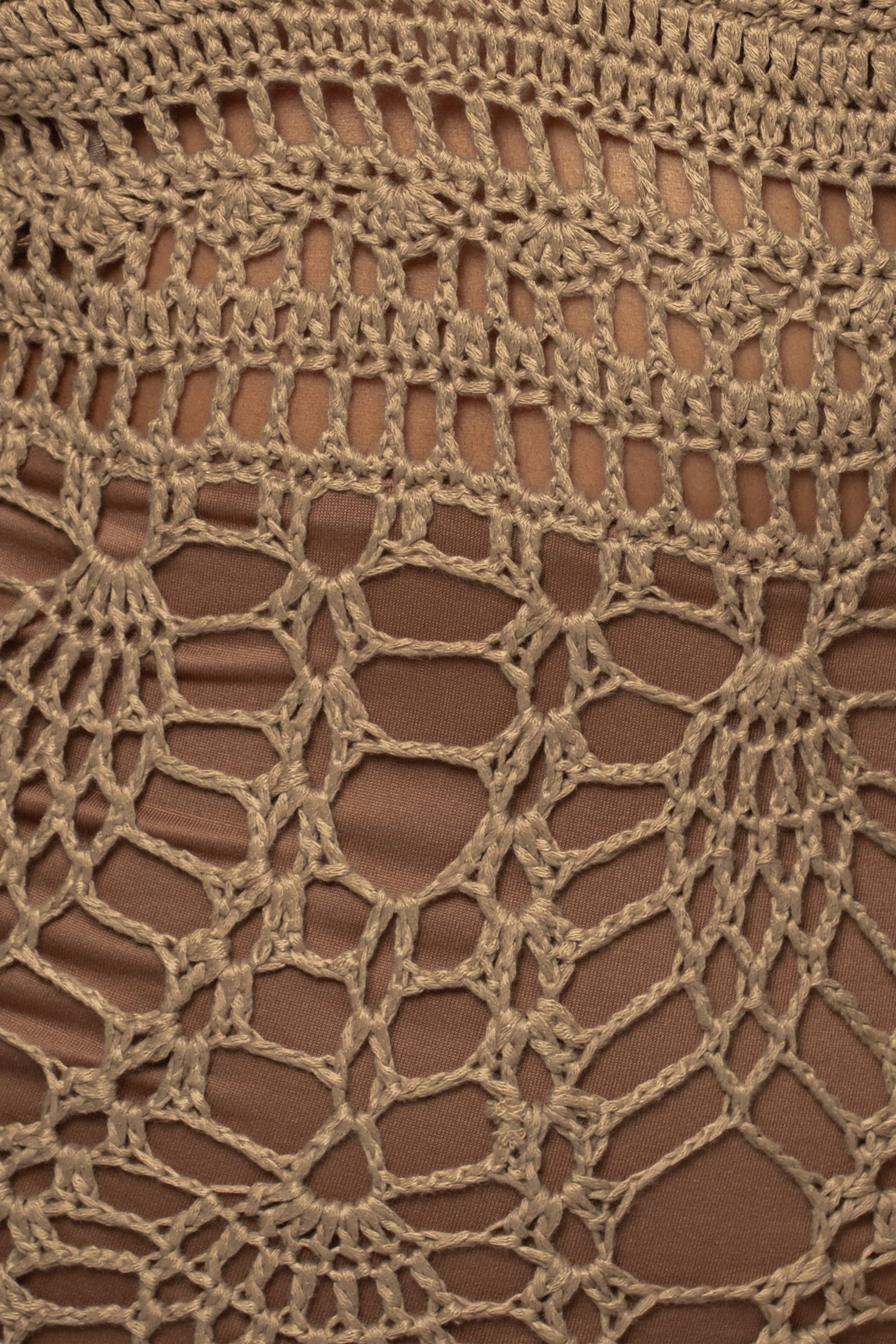 Mocha Great Escape Crochet Maxi Dress JLUXLABEL