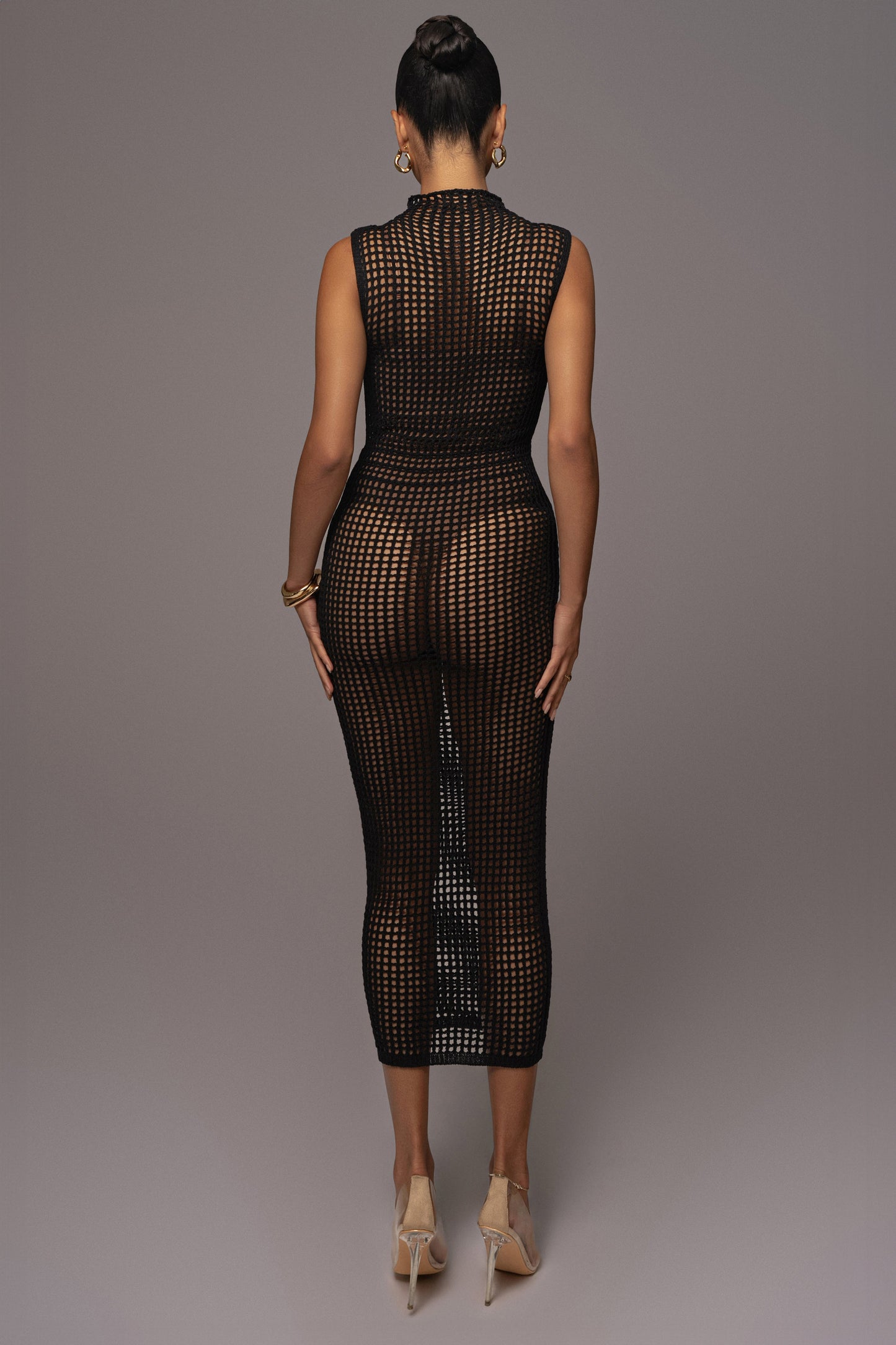 Black Pacific Tides Crochet Maxi Dress JLUXLABEL