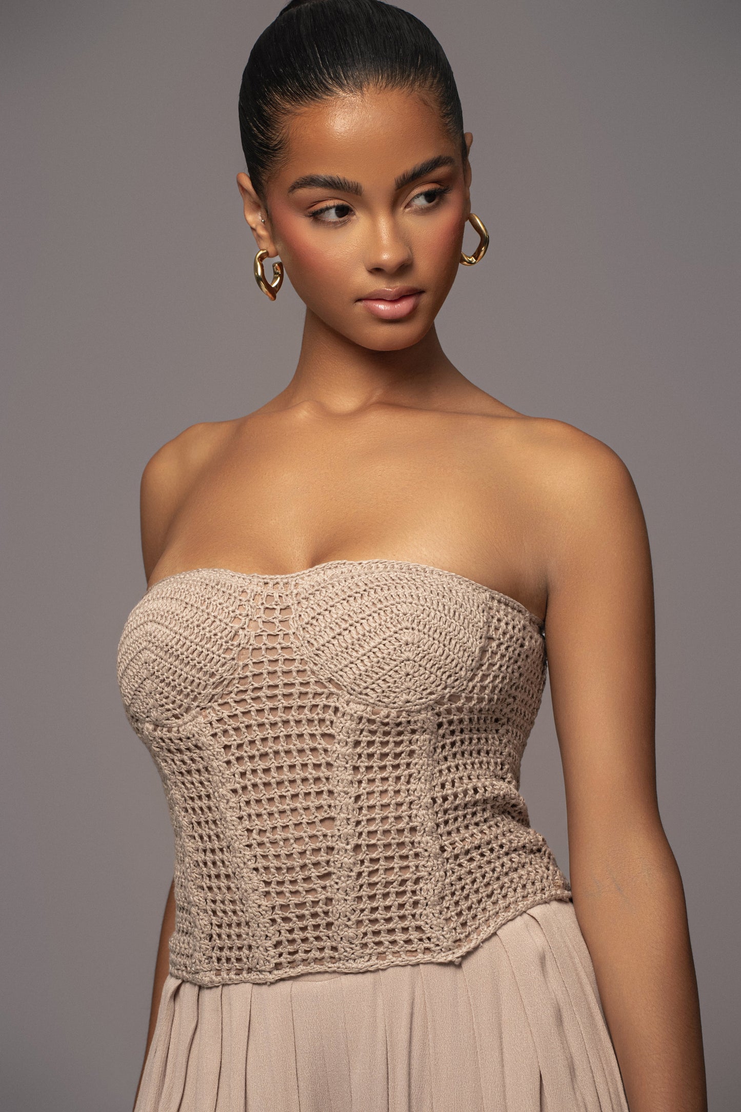 Natural Want It All Crochet Bustier JLUXLABEL