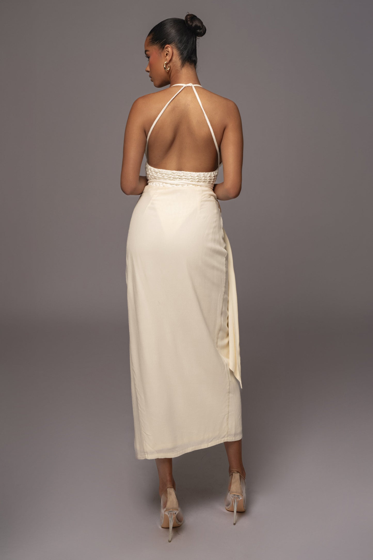 Ivory Athea Drape Maxi Skirt JLUXLABEL