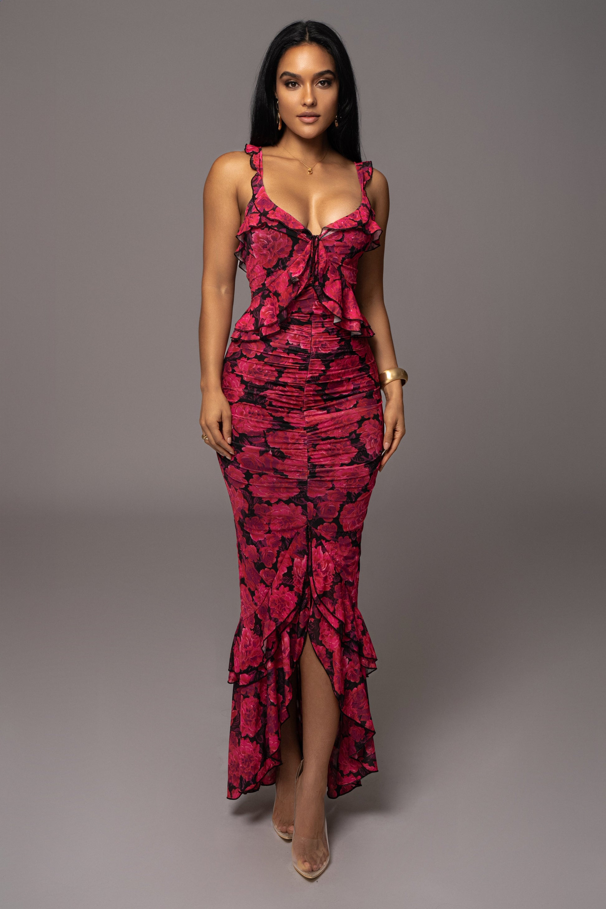 Pink  La Costa Ruffle Maxi Dress JLUXLABEL