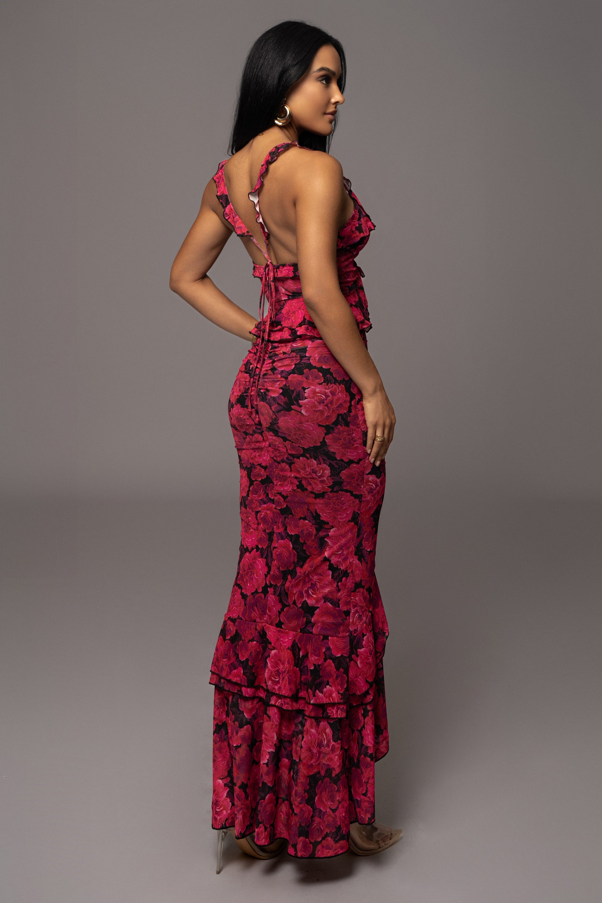 Pink  La Costa Ruffle Maxi Dress JLUXLABEL