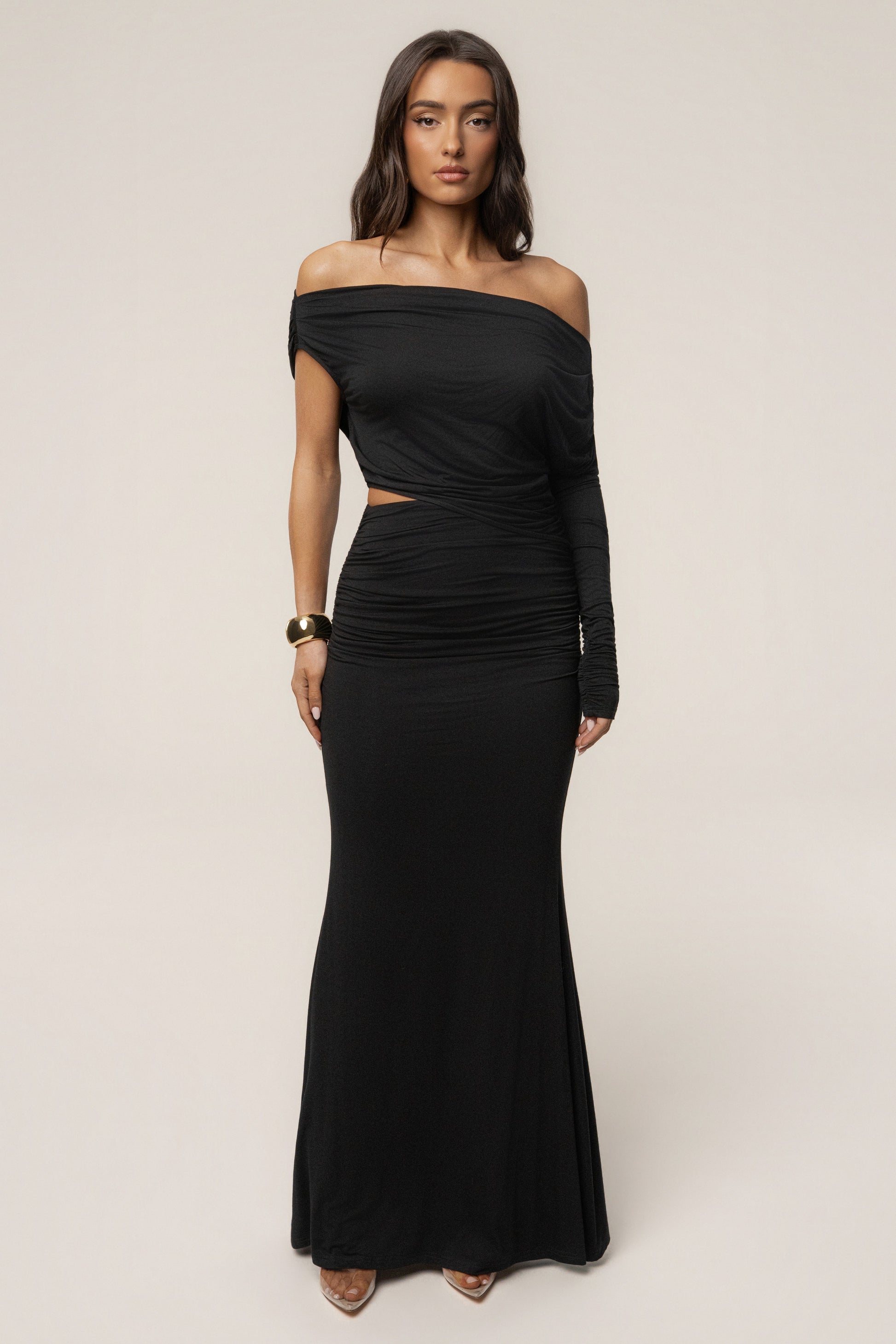 Black Premiere Cutout Maxi Dress JLUXLABEL
