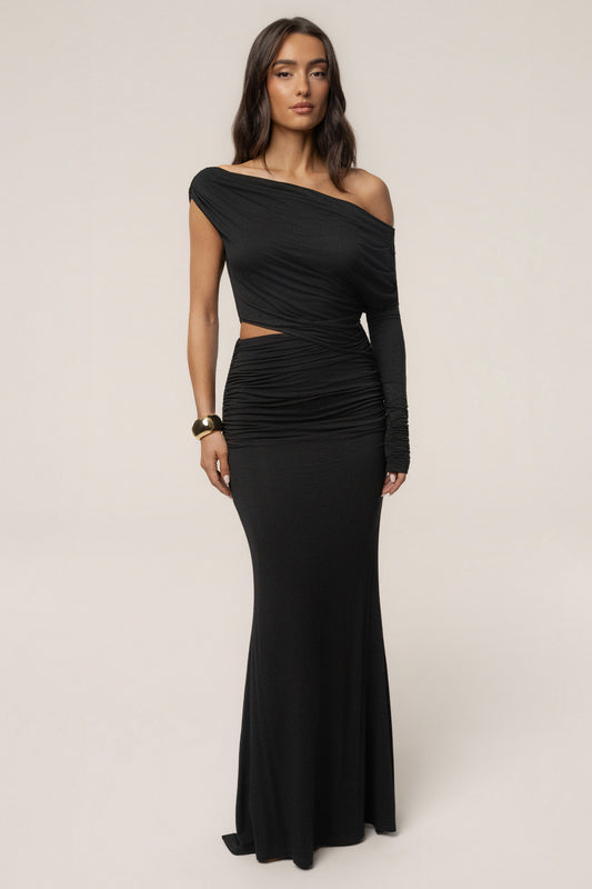 Black Premiere Cutout Maxi Dress JLUXLABEL