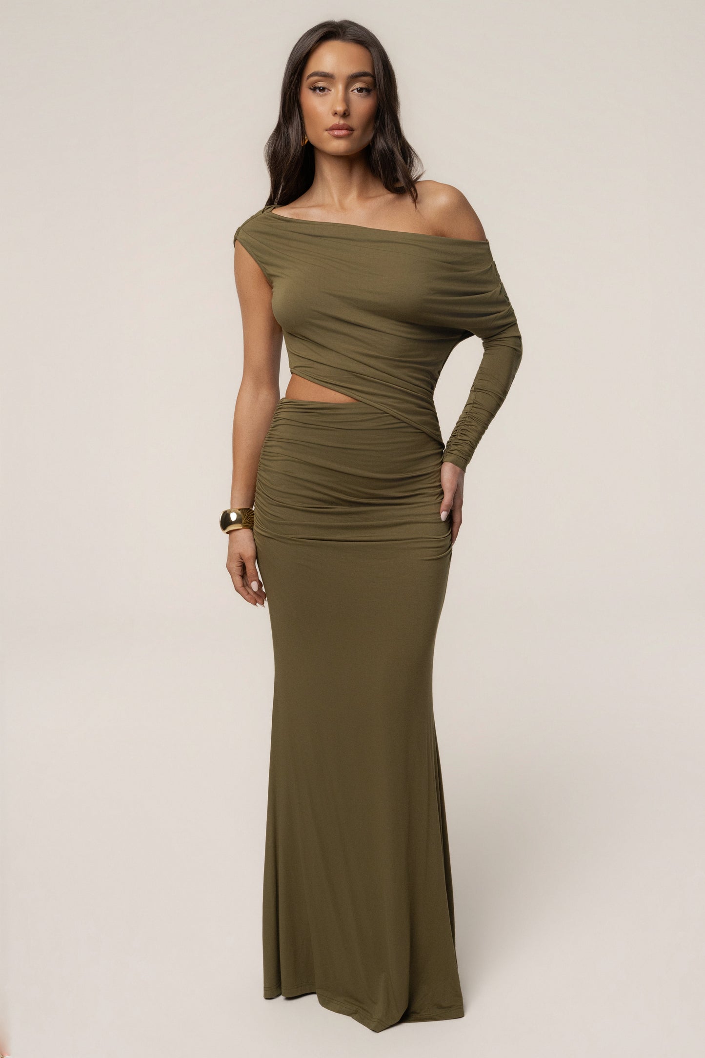 Olive Premiere Cutout Maxi Dress JLUXLABEL